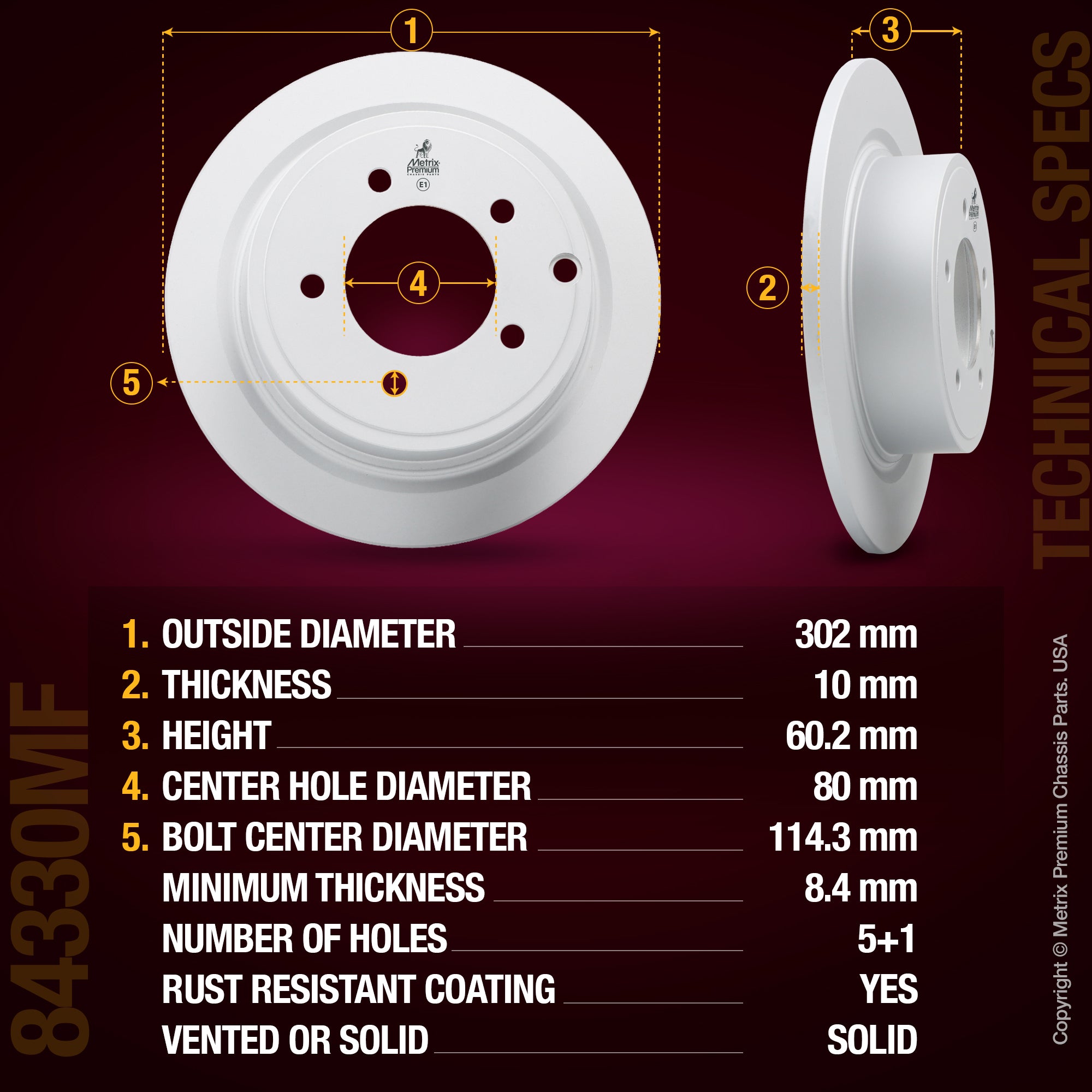 Metrix Premium Rear Disc Brake Rotor 84330MF aftermarket car parts