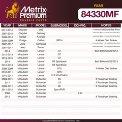 Metrix Premium Rear Disc Brake Rotor 84330MF OEM fit spare parts