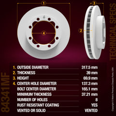 Metrix Premium Chassis Parts 2 PC Front Disc Brake Rotor Kit 92261MT aftermarket car parts