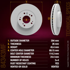 Metrix Premium Chassis Parts Front Disc Brake Rotor Kit 92045MT OEM fit auto parts