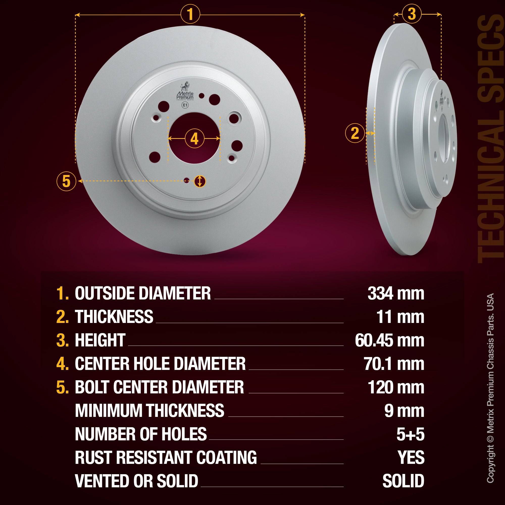 Metrix Premium Rear Disc Brake Rotor 84347MF aftermarket car parts