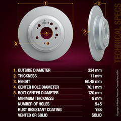 Metrix Premium Rear Disc Brake Rotor Kit 92489MT aftermarket car parts