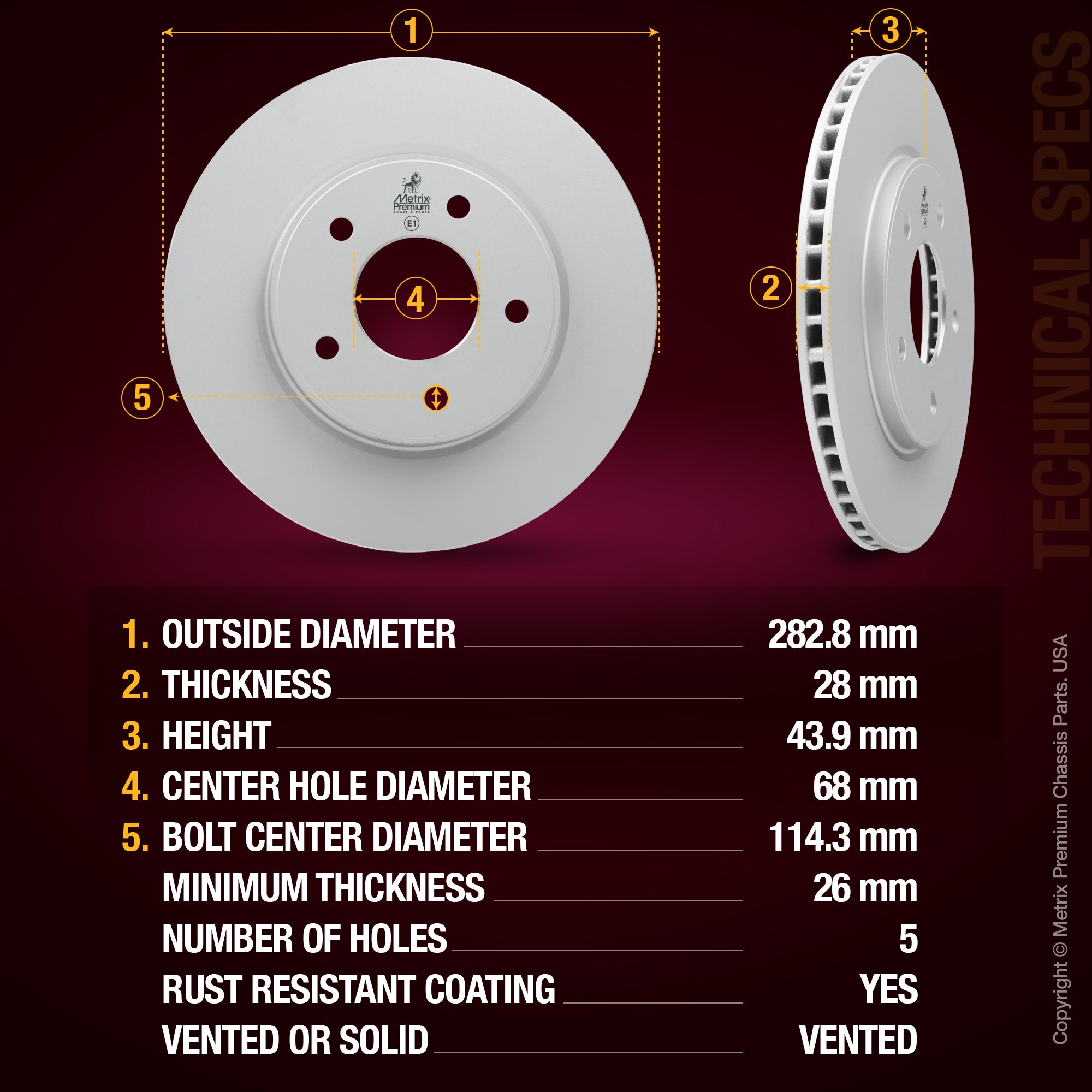 Metrix Premium Front Disc Brake Rotor 84350MF aftermarket car parts