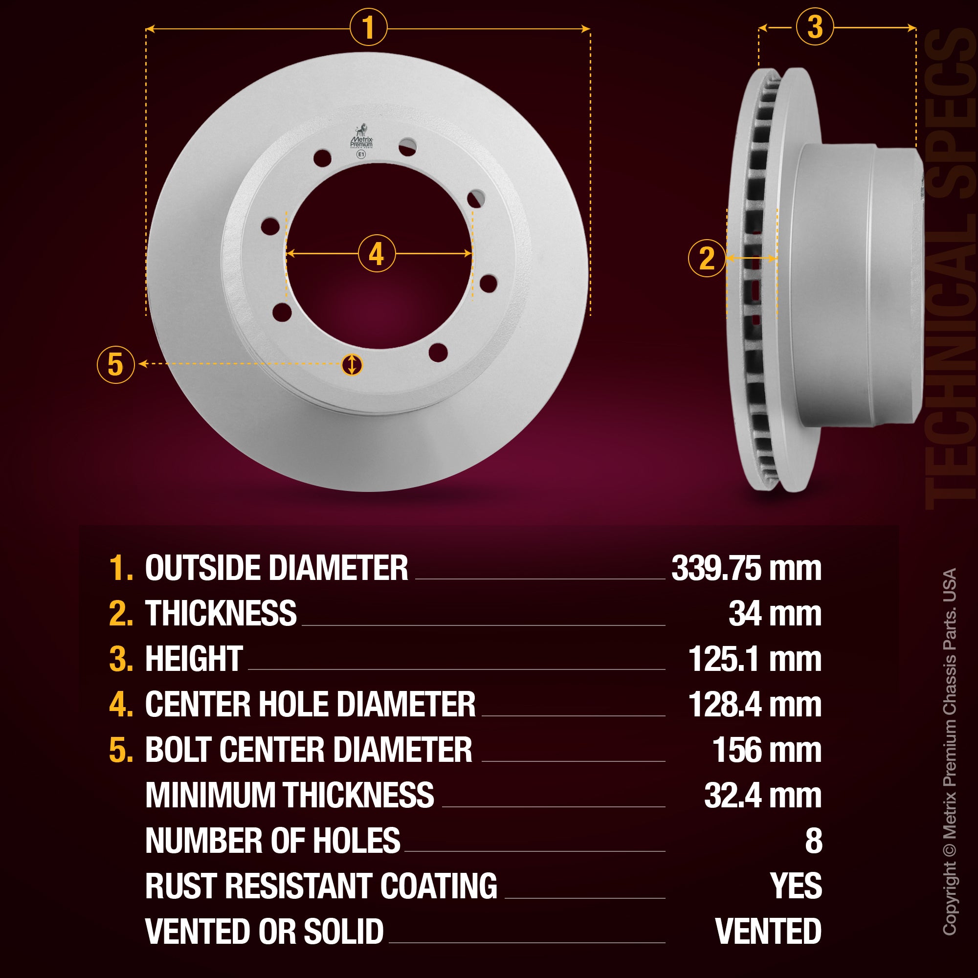 Metrix Premium Rear Disc Brake Rotor 84353MF aftermarket car parts
