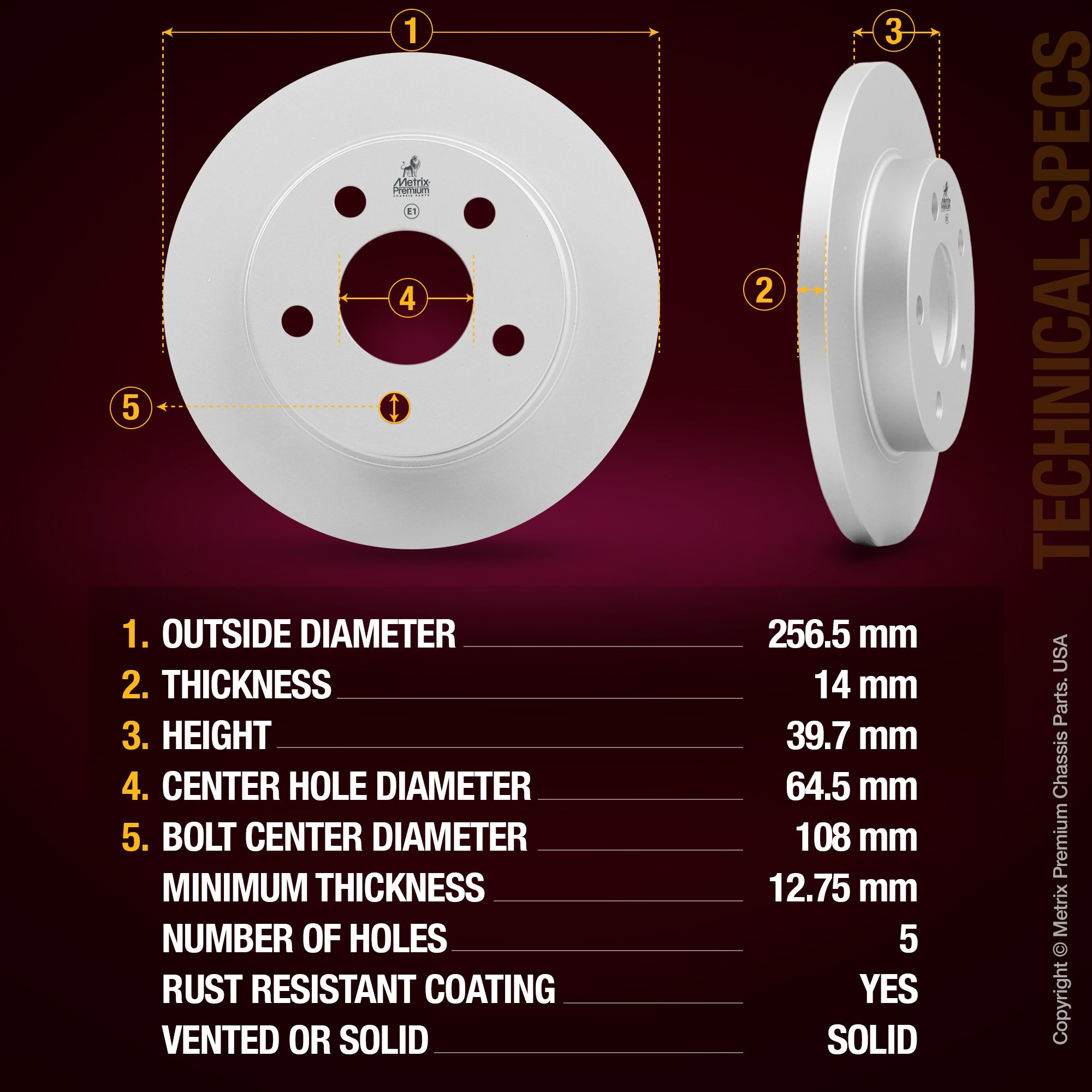 Metrix Premium Rear Disc Brake Rotor 84355MF aftermarket car parts