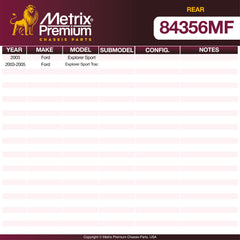 Metrix Premium Rear Disc Brake Rotor 84356MF OEM fit spare parts