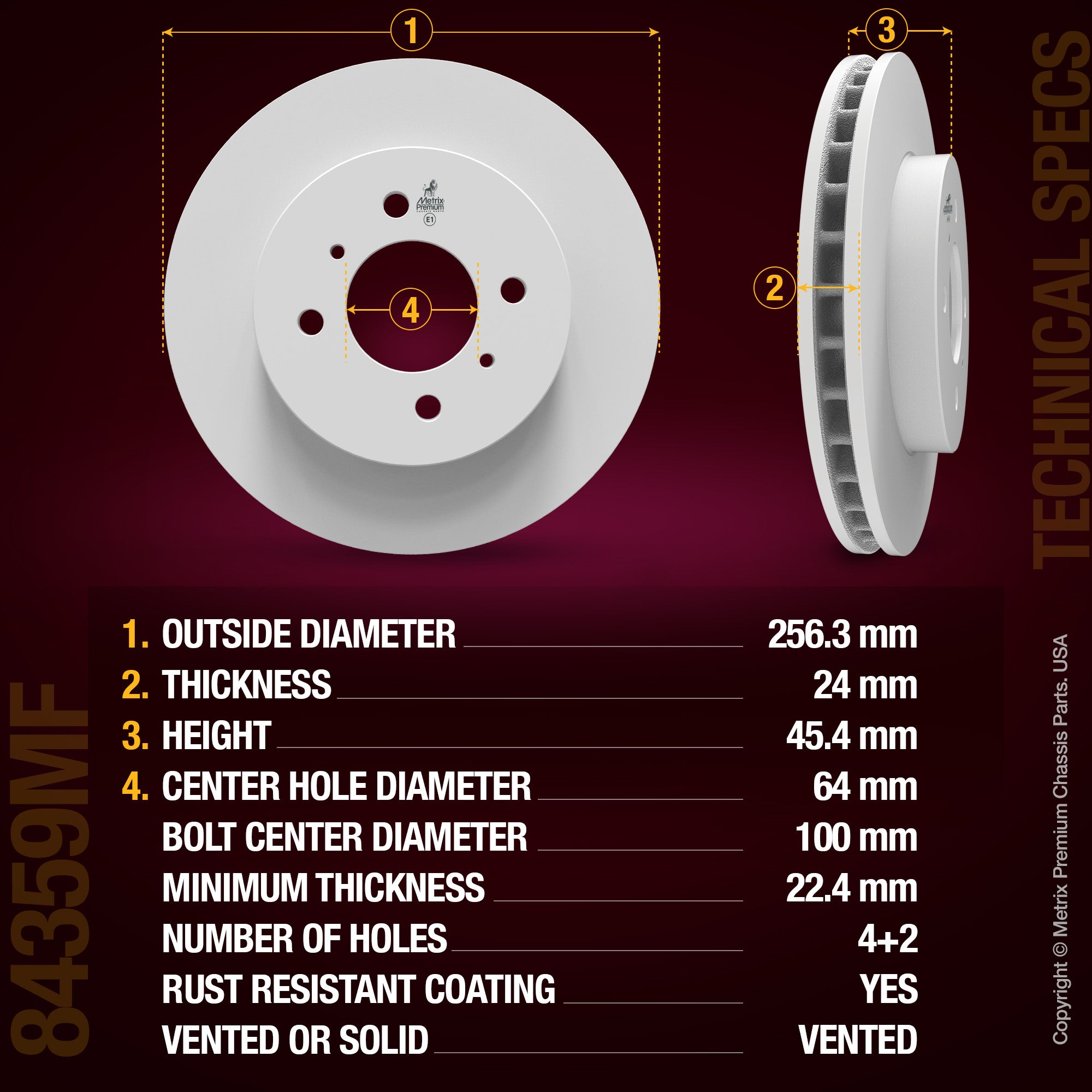 Metrix Premium Chassis Parts Front Disc Brake Rotor Kit 92042MT OEM fit auto parts