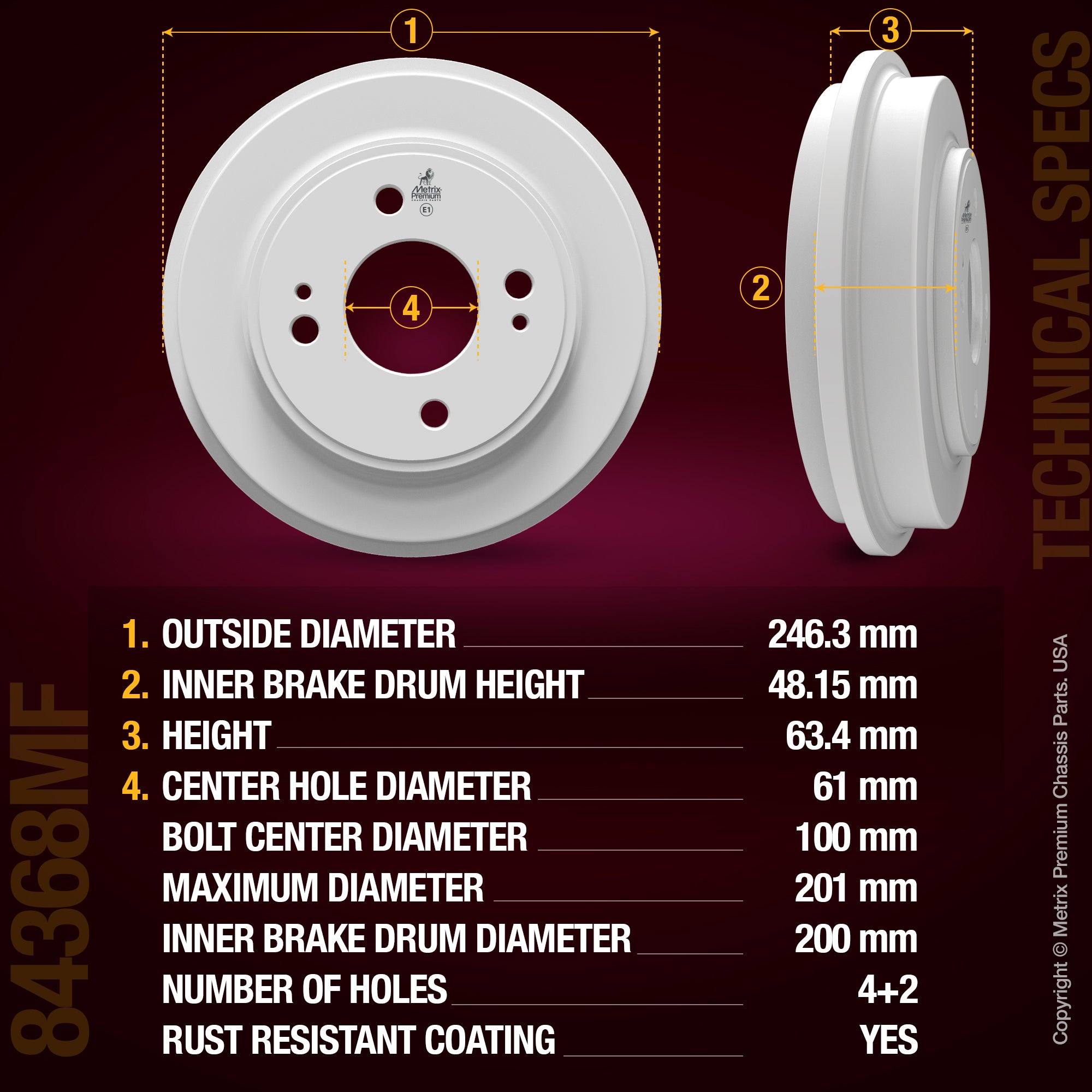 Metrix Premium Rear Brake Drum 84368MF aftermarket car parts