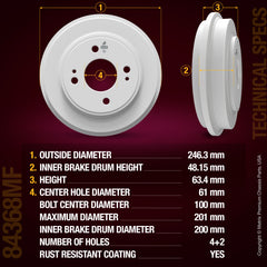 Metrix Premium Rear Brake Drum 84368MF aftermarket car parts