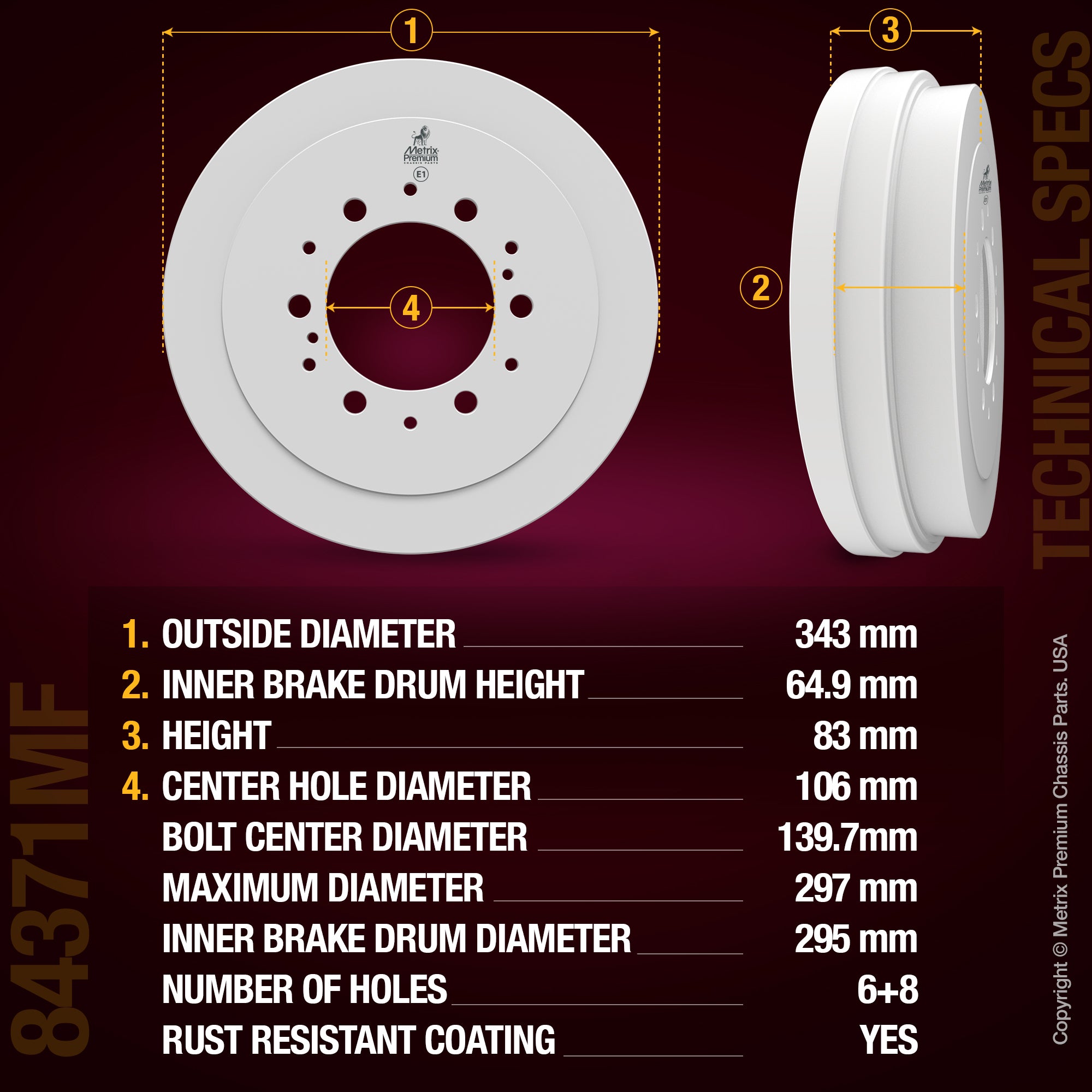 Metrix Premium Rear Brake Drum 84371MF aftermarket car parts