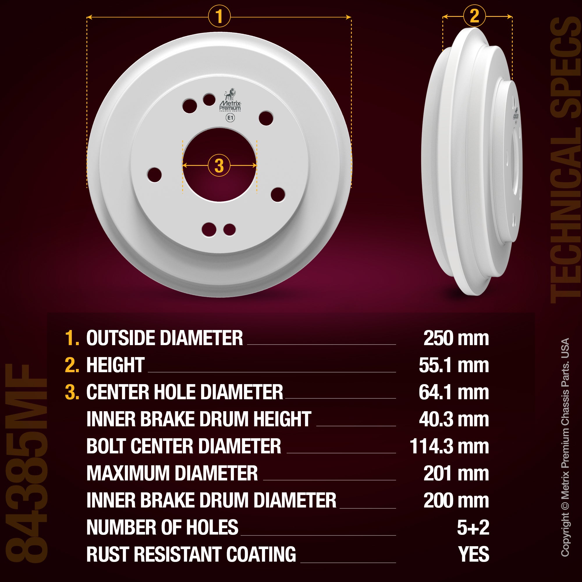 Metrix Premium Chassis Parts 2 PC Rear Brake Drum Set 92036MT aftermarket car parts