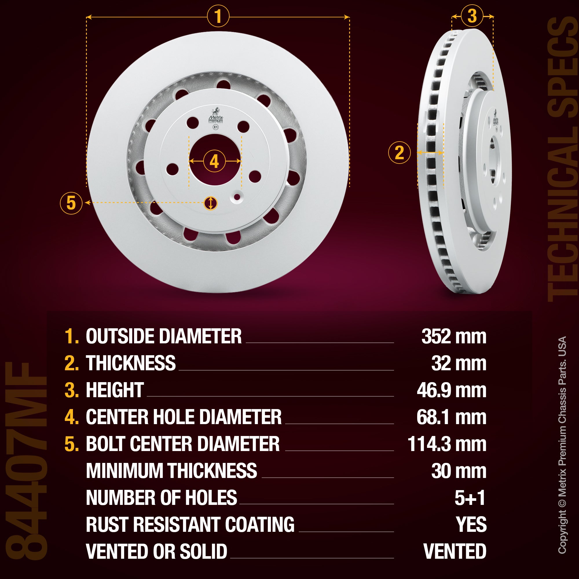 Metrix Premium Front Disc Brake Rotor 84407MF aftermarket car parts