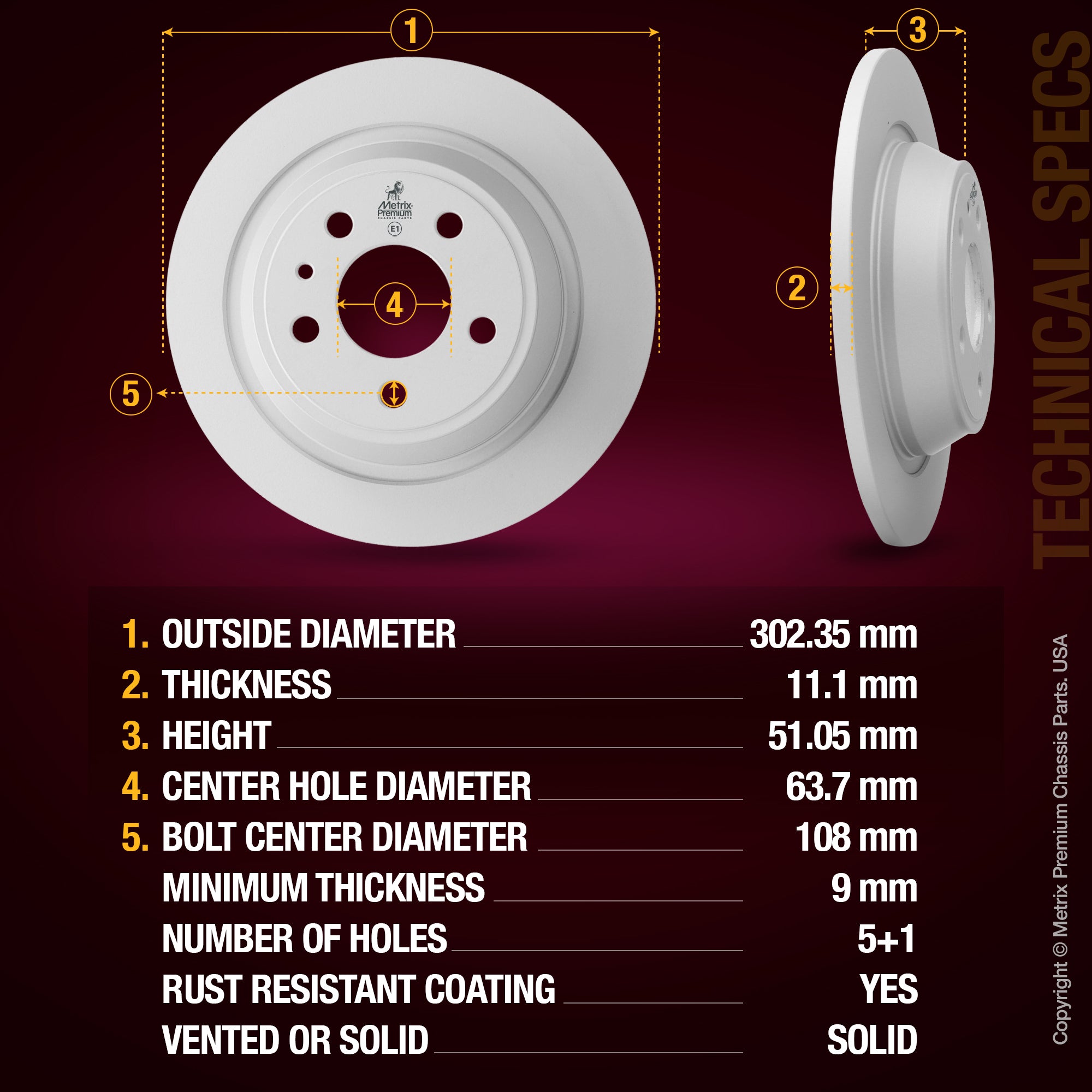 Metrix Premium Rear Disc Brake Rotor 84417MF aftermarket car parts