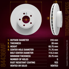 Metrix Premium Chassis Parts 2 PC Front Disc Brake Rotor Kit 92021MT aftermarket car parts