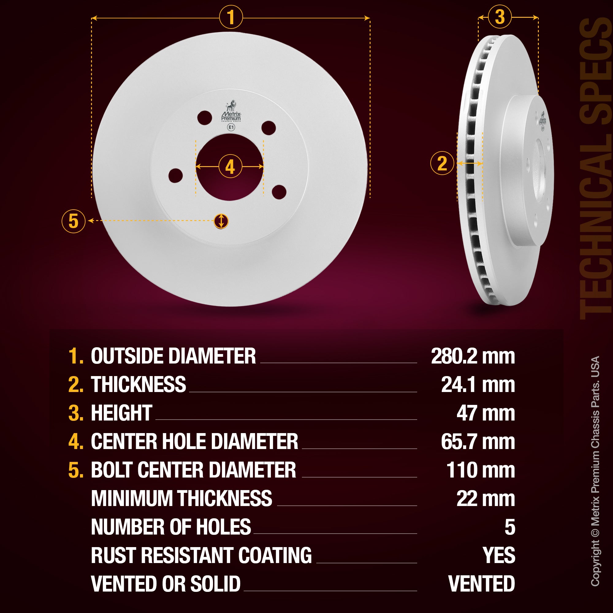 Metrix Premium Front Disc Brake Rotor Kit 92314MT aftermarket car parts