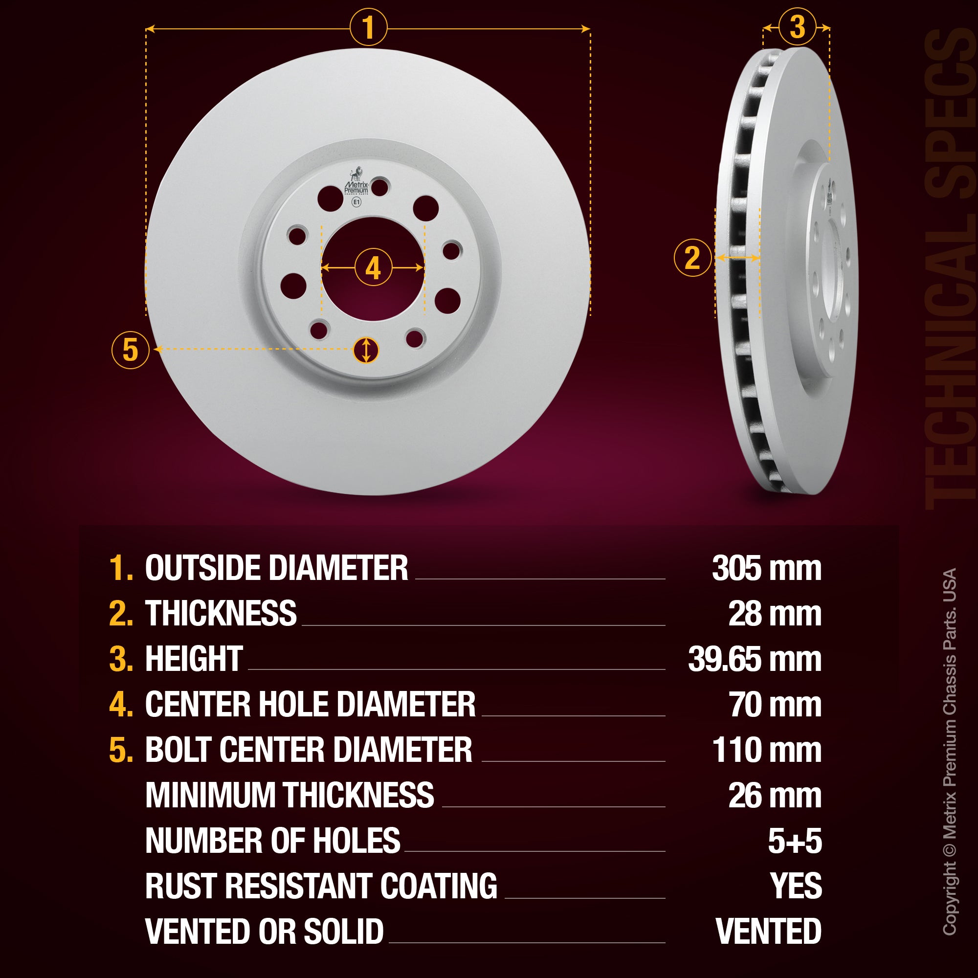 Metrix Premium Front Disc Brake Rotor 84441MF aftermarket car parts