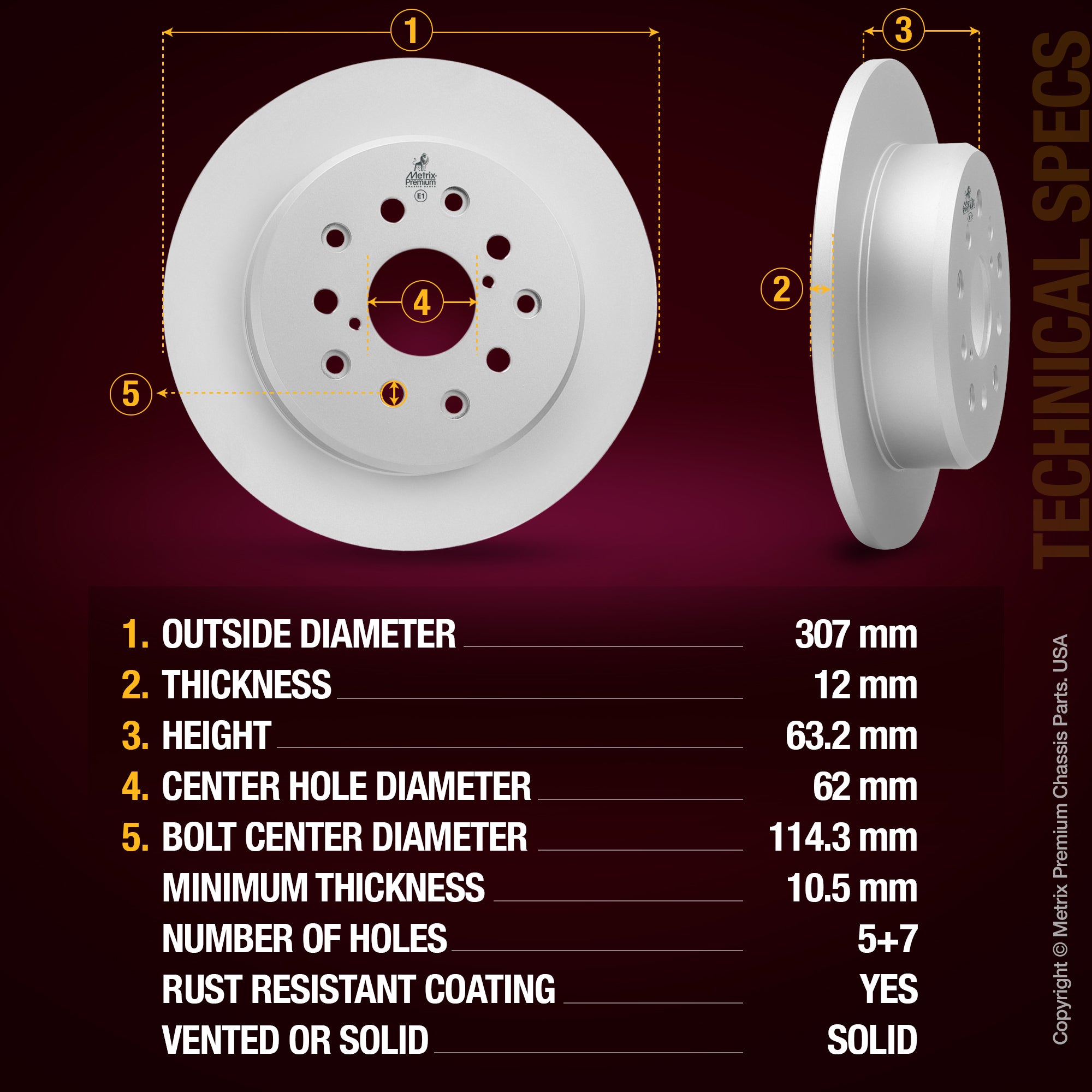 Metrix Premium Rear Disc Brake Rotor Kit 92312MT aftermarket car parts