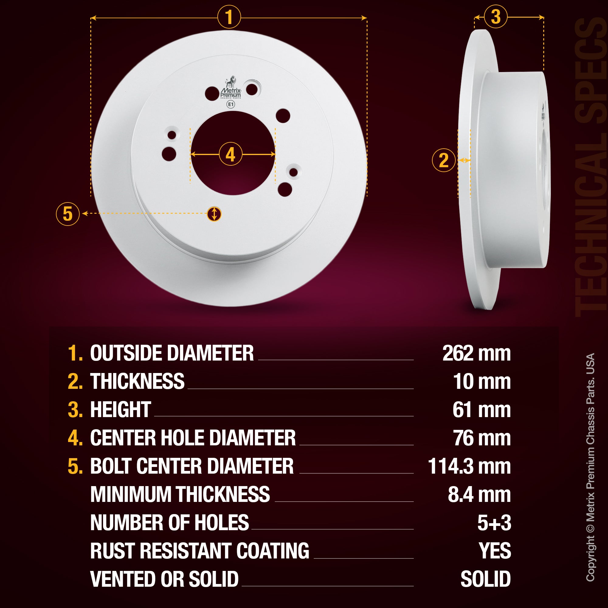 Metrix Premium Rear Disc Brake Rotor 84457MF aftermarket car parts