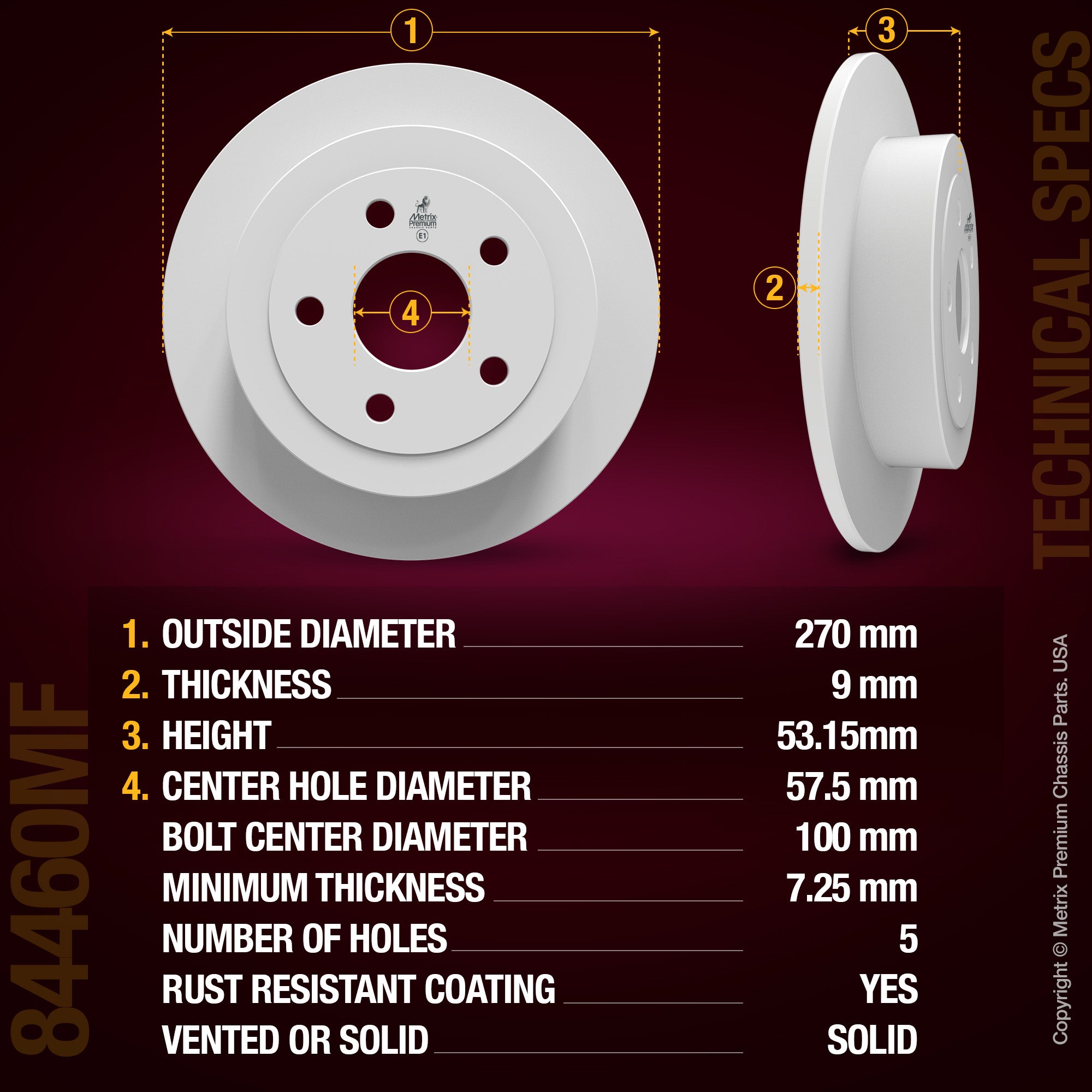 Metrix Premium Chassis Parts Rear Disc Brake Rotor Kit 92017MT OEM fit auto parts
