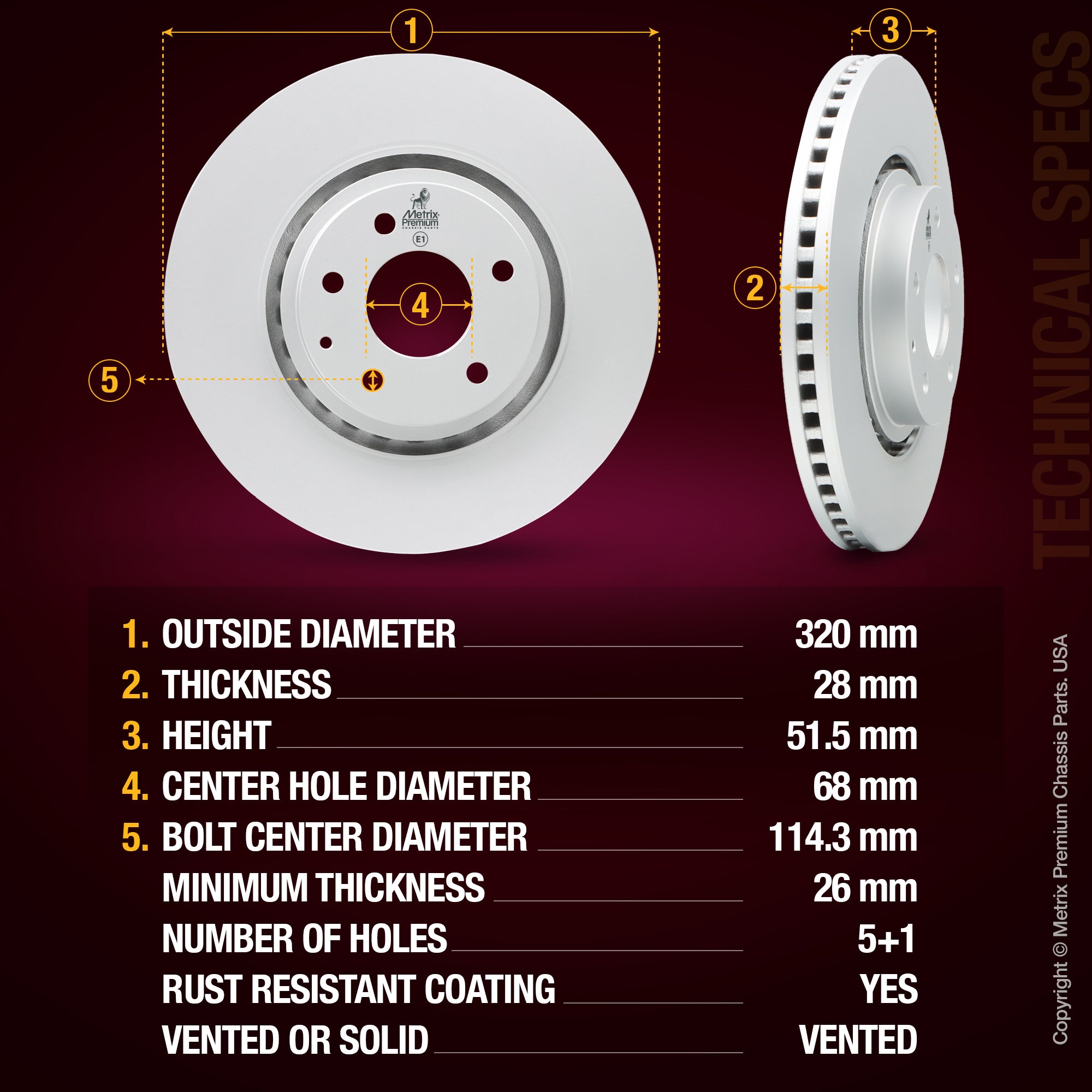 Metrix Premium Front Disc Brake Rotor 84461MF aftermarket car parts