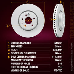 Metrix Premium Front Disc Brake Rotor 84461MF aftermarket car parts