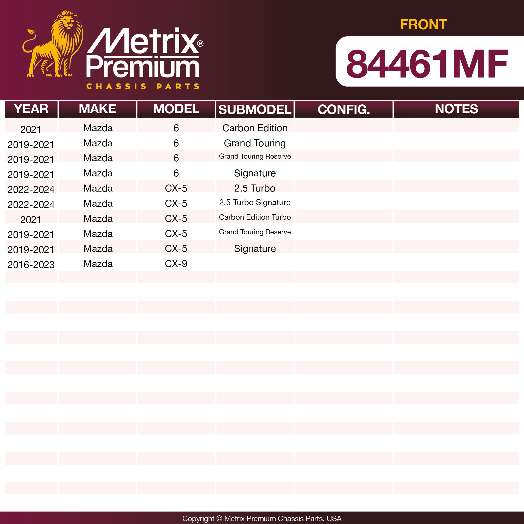 Metrix Premium Front Disc Brake Rotor 84461MF OEM fit spare parts