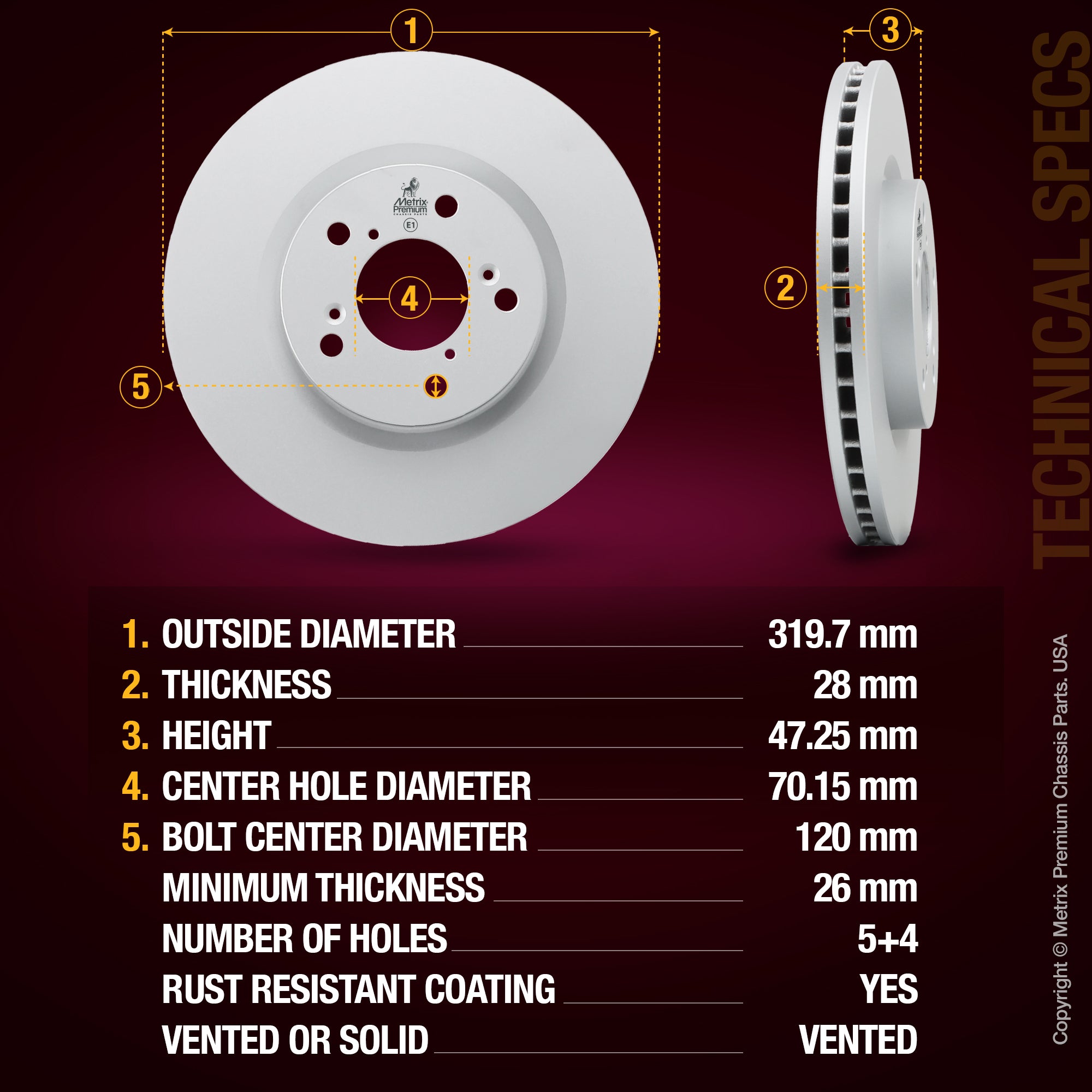 Metrix Premium Front Disc Brake Rotor Kit 92662MT aftermarket car parts