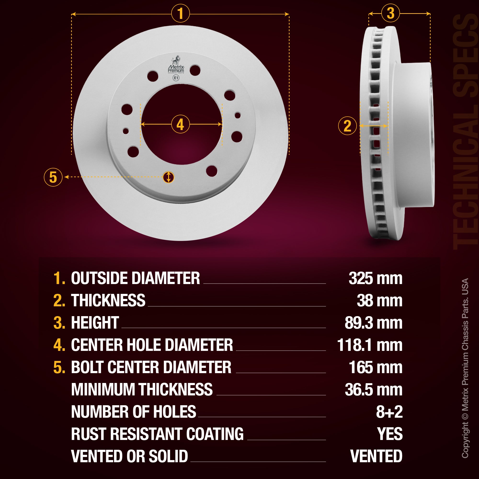 Metrix Premium Front Disc Brake Rotor Kit 92359MT aftermarket car parts