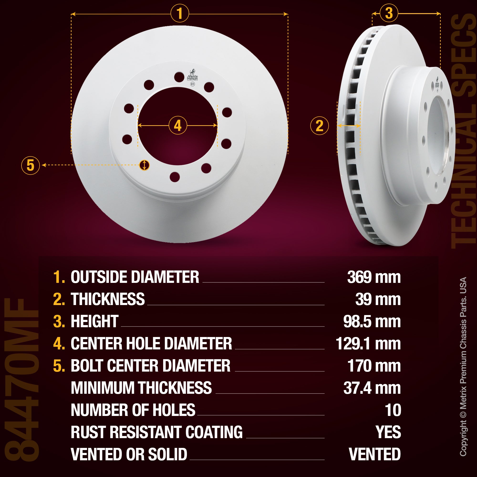 Metrix Premium Front Disc Brake Rotor Kit 92285MT aftermarket car parts