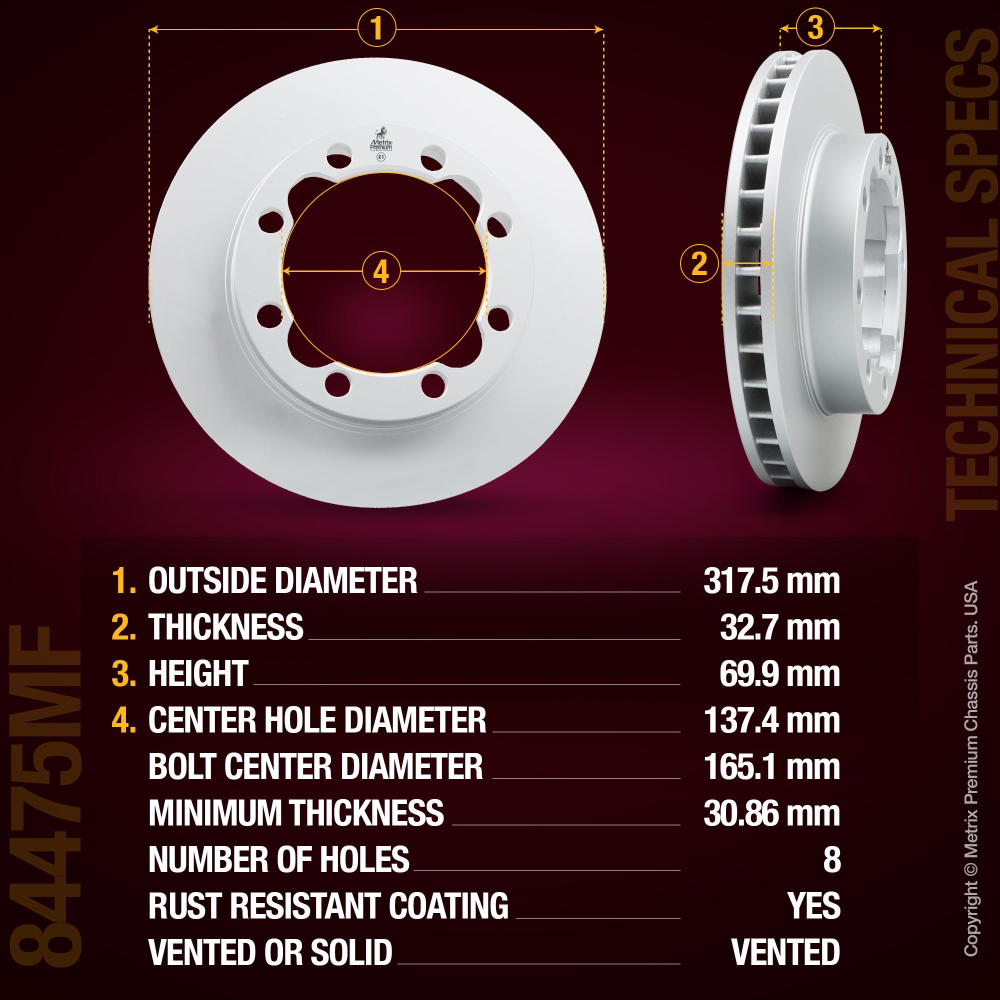 Metrix Premium Front Disc Brake Rotor 84475MF aftermarket car parts