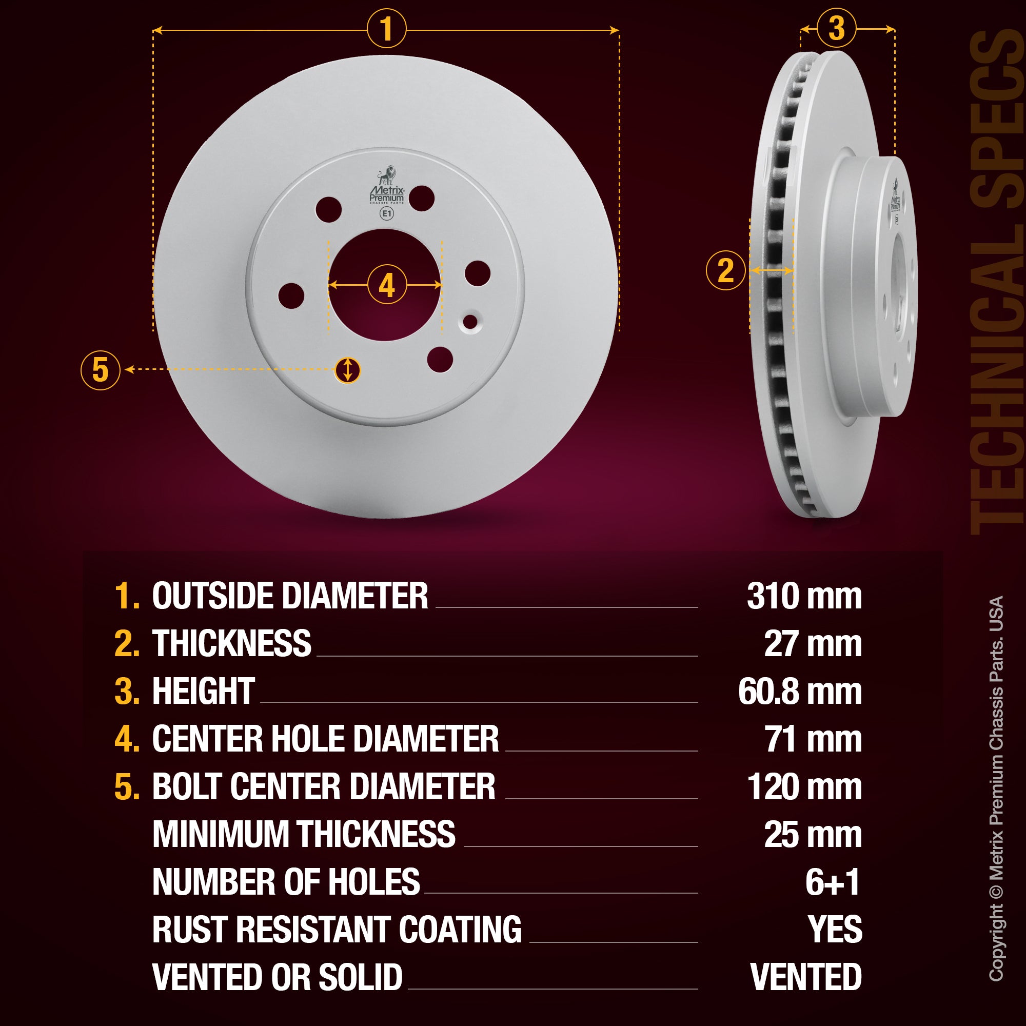 Metrix Premium Front Disc Brake Rotor 84476MF aftermarket car parts