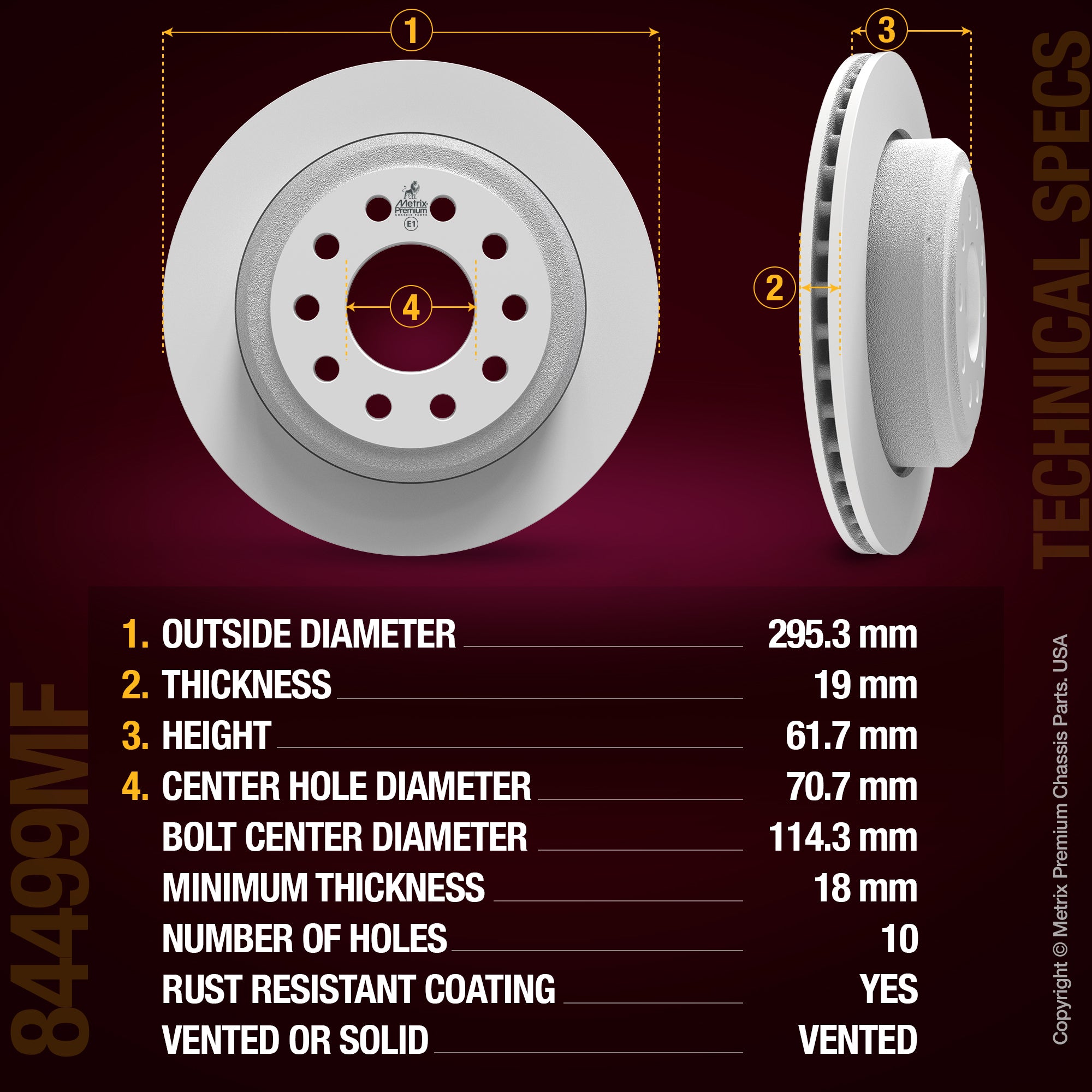 Metrix Premium Rear Disc Brake Rotor 84499MF aftermarket car parts