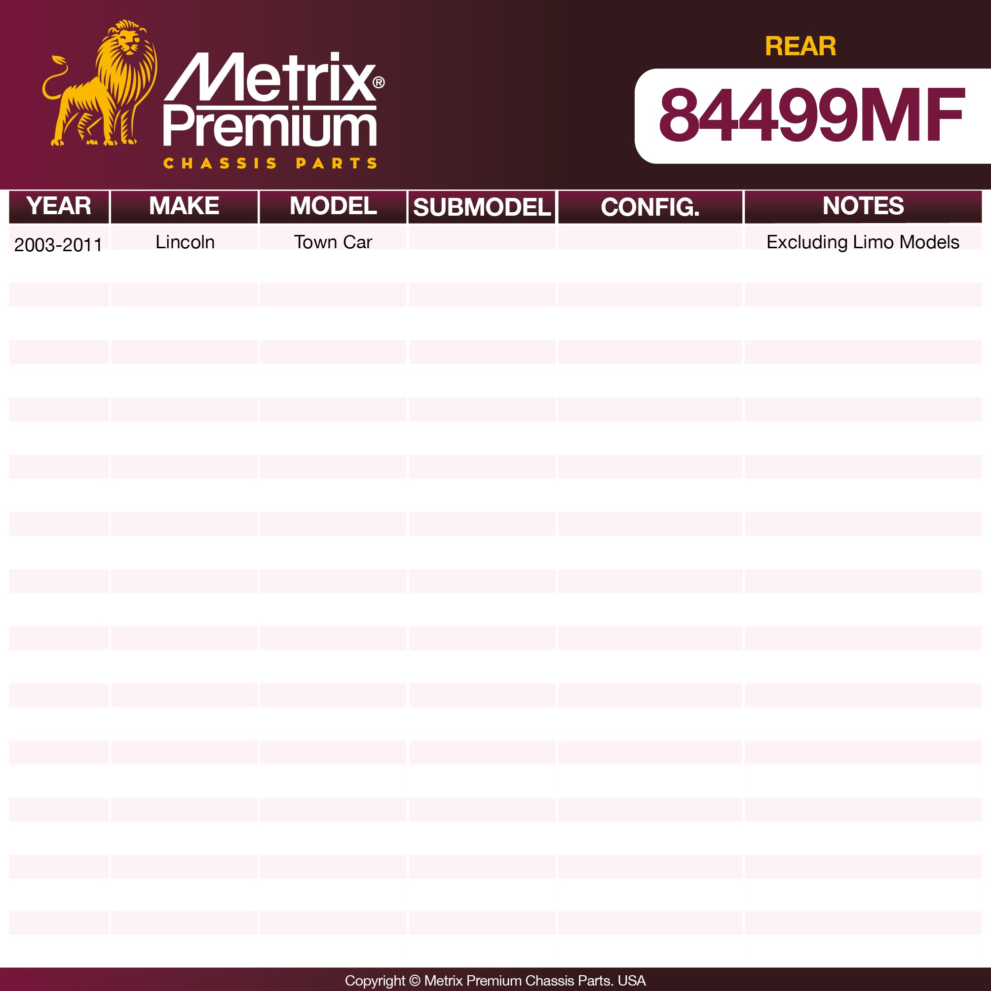 Metrix Premium Rear Disc Brake Rotor 84499MF OEM fit spare parts