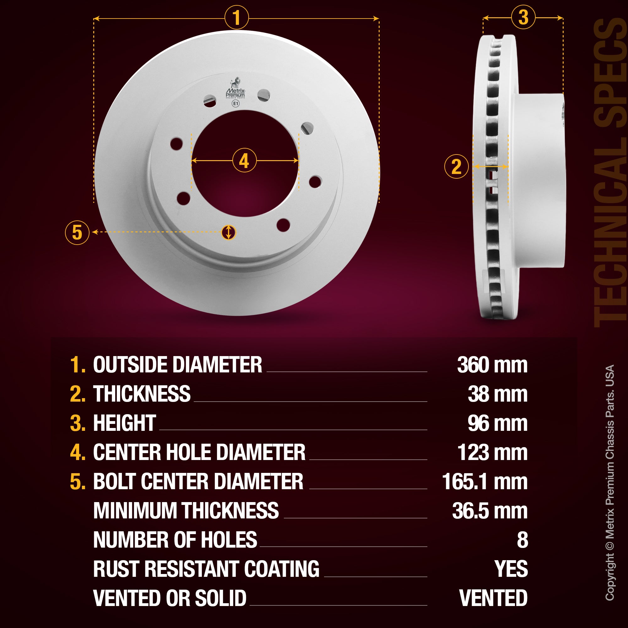 Metrix Premium Front Disc Brake Rotor 84500MF aftermarket car parts
