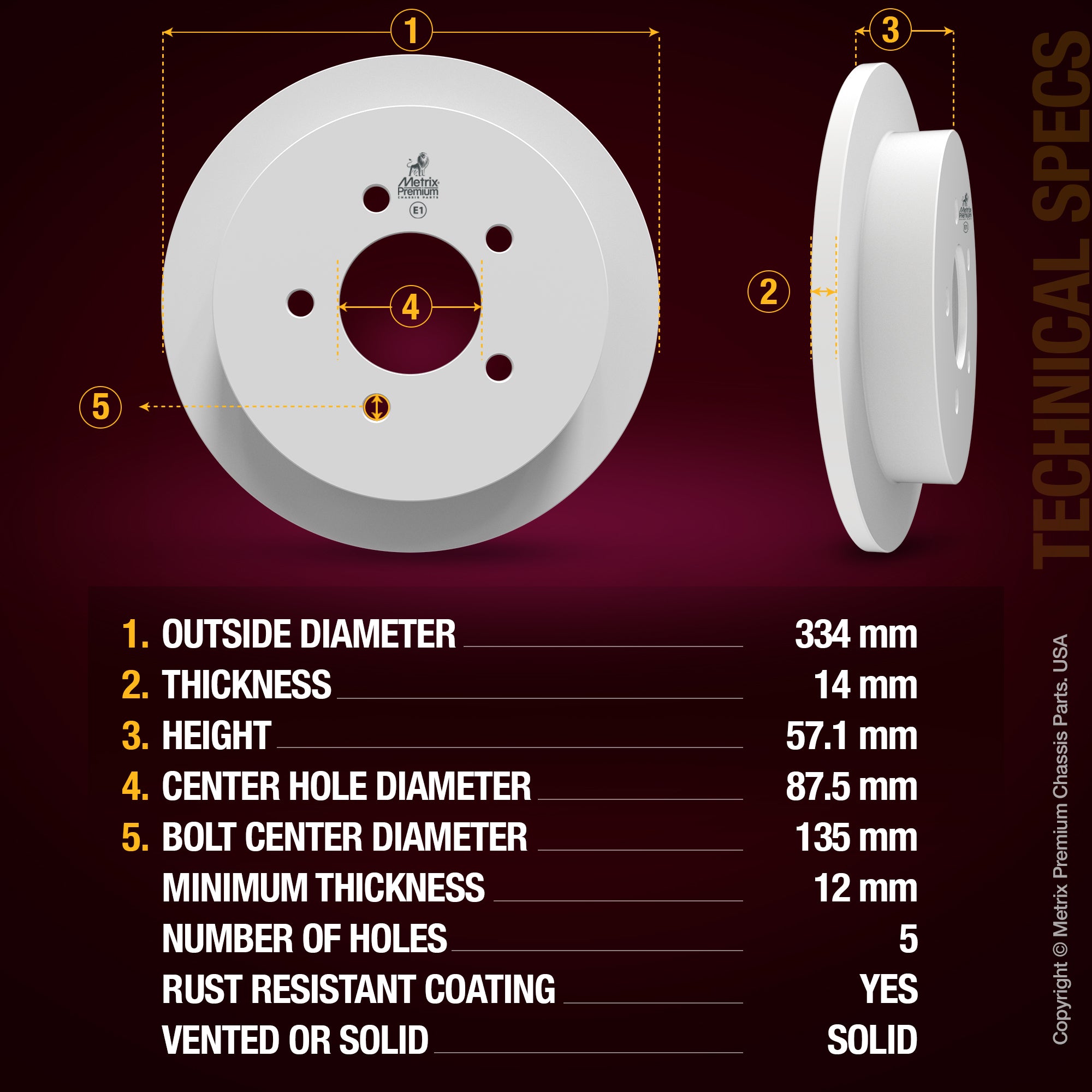 Metrix Premium Rear Disc Brake Rotor 84510MF aftermarket car parts