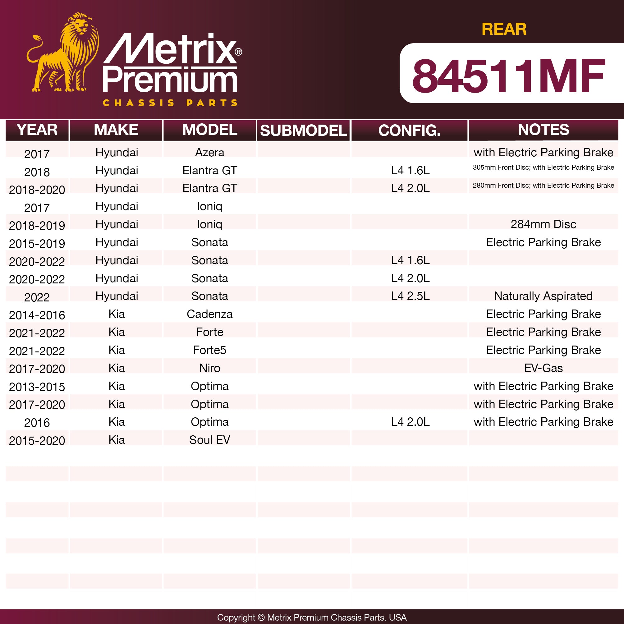 Metrix Premium Rear Disc Brake Rotor 84511MF OEM fit spare parts
