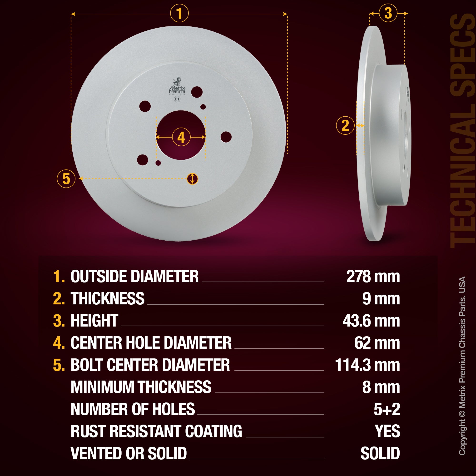 Metrix Premium Rear Disc Brake Rotor 84512MF aftermarket car parts