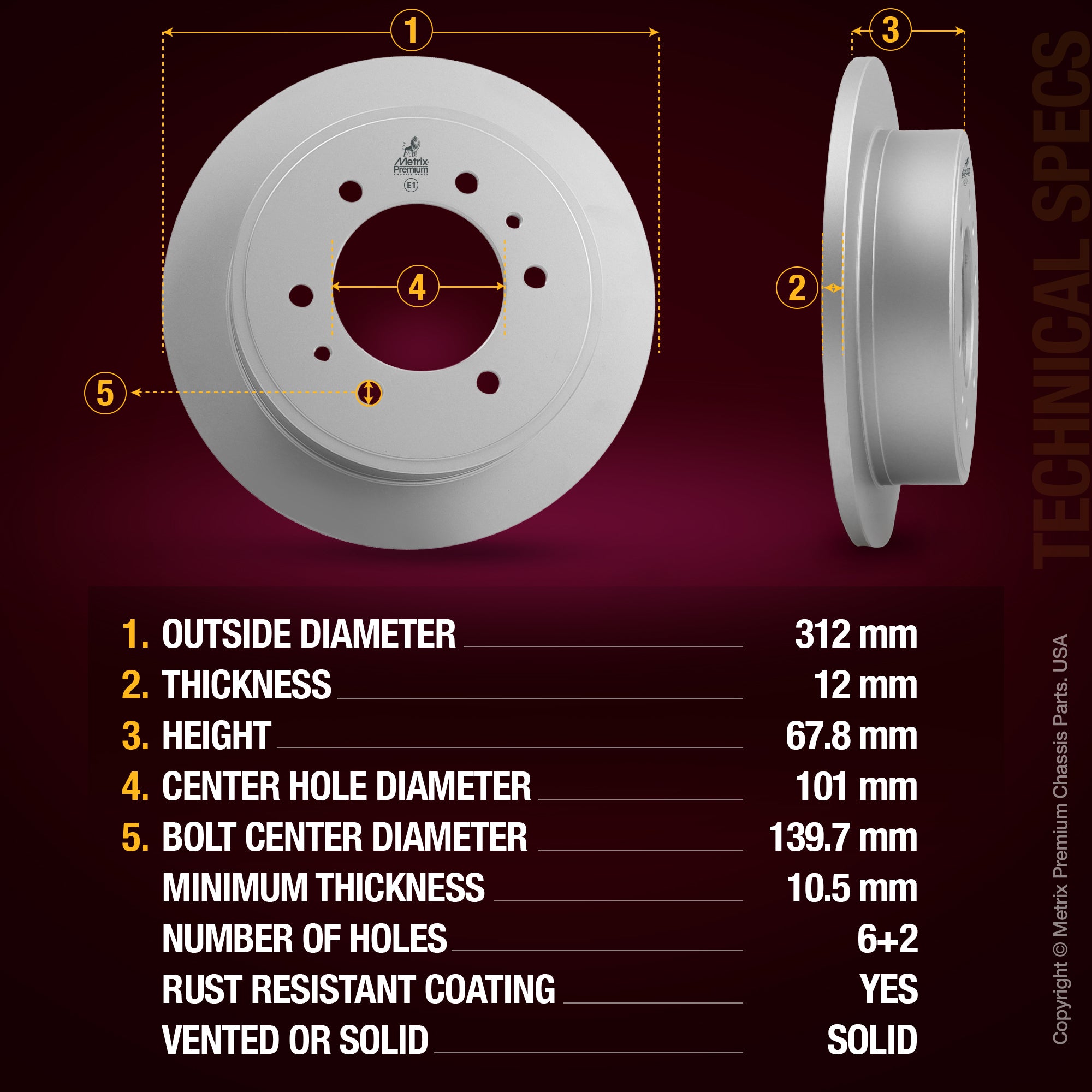 Metrix Premium Rear Disc Brake Rotor Kit 92308MT aftermarket car parts