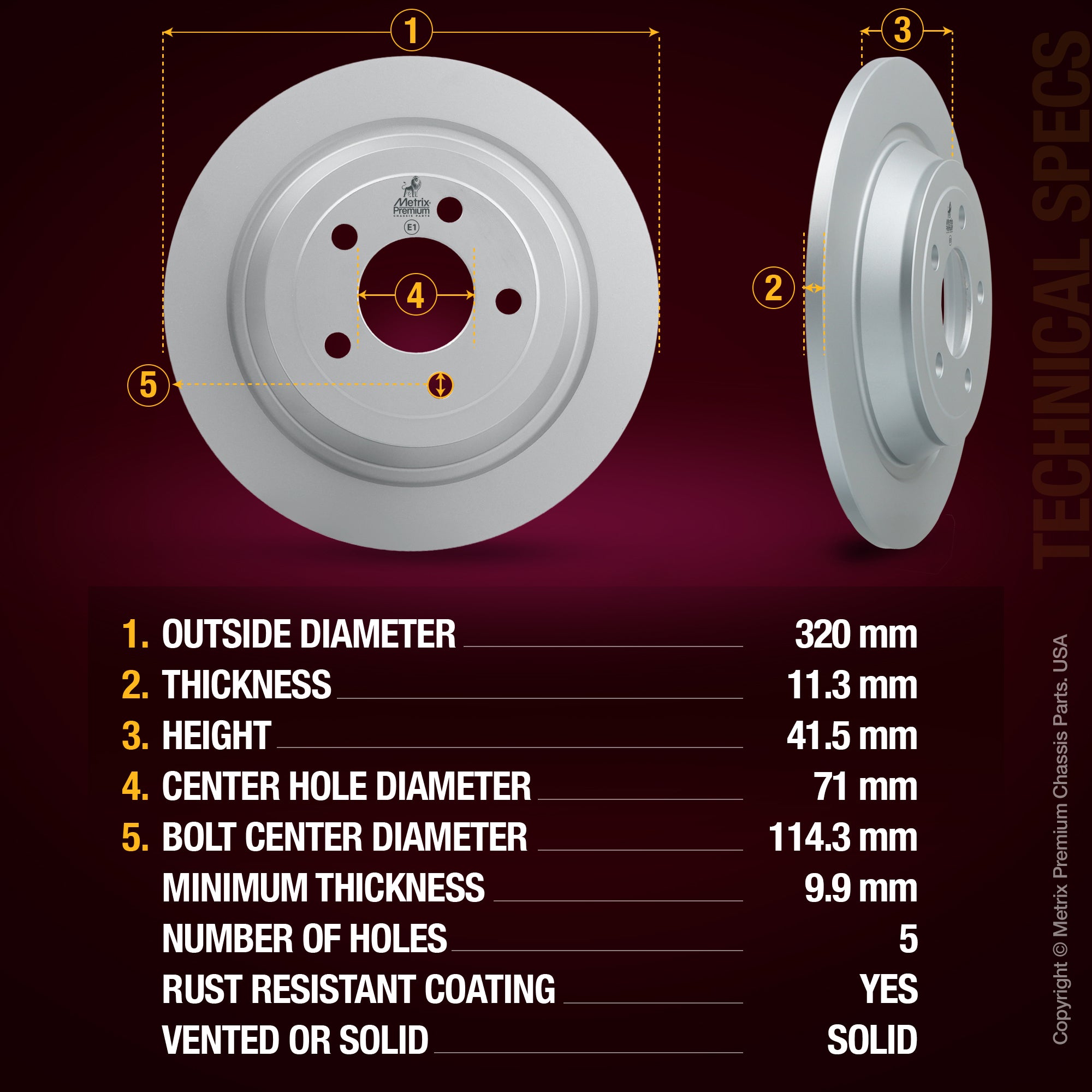 Metrix Premium Rear Disc Brake Rotor 84514MF aftermarket car parts