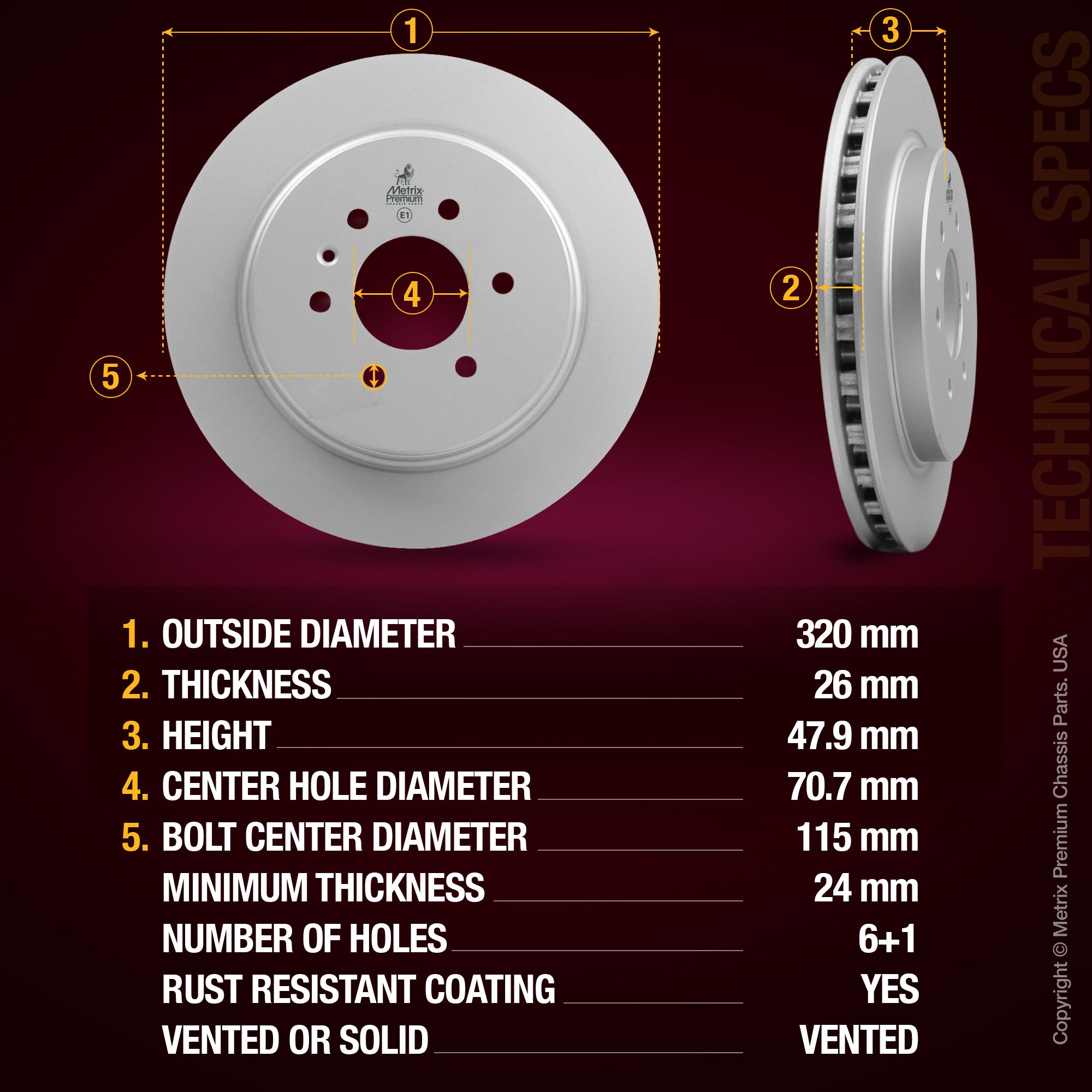 Metrix Premium Rear Disc Brake Rotor Kit 92358MT aftermarket car parts