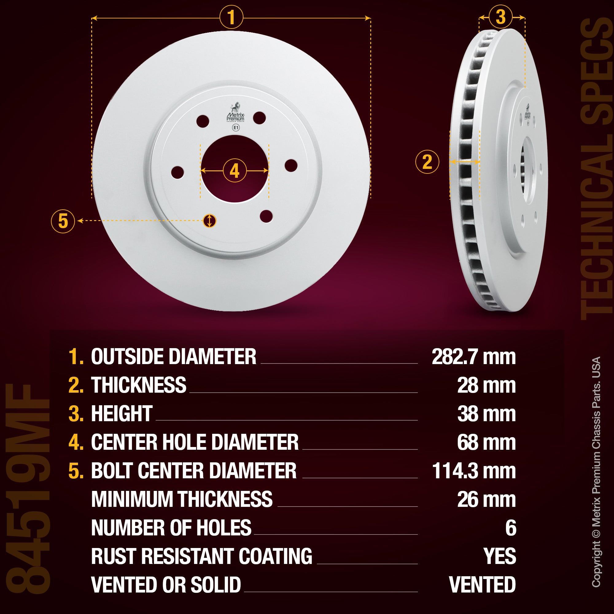 Metrix Premium Front Disc Brake Rotor Kit 92284MT aftermarket car parts