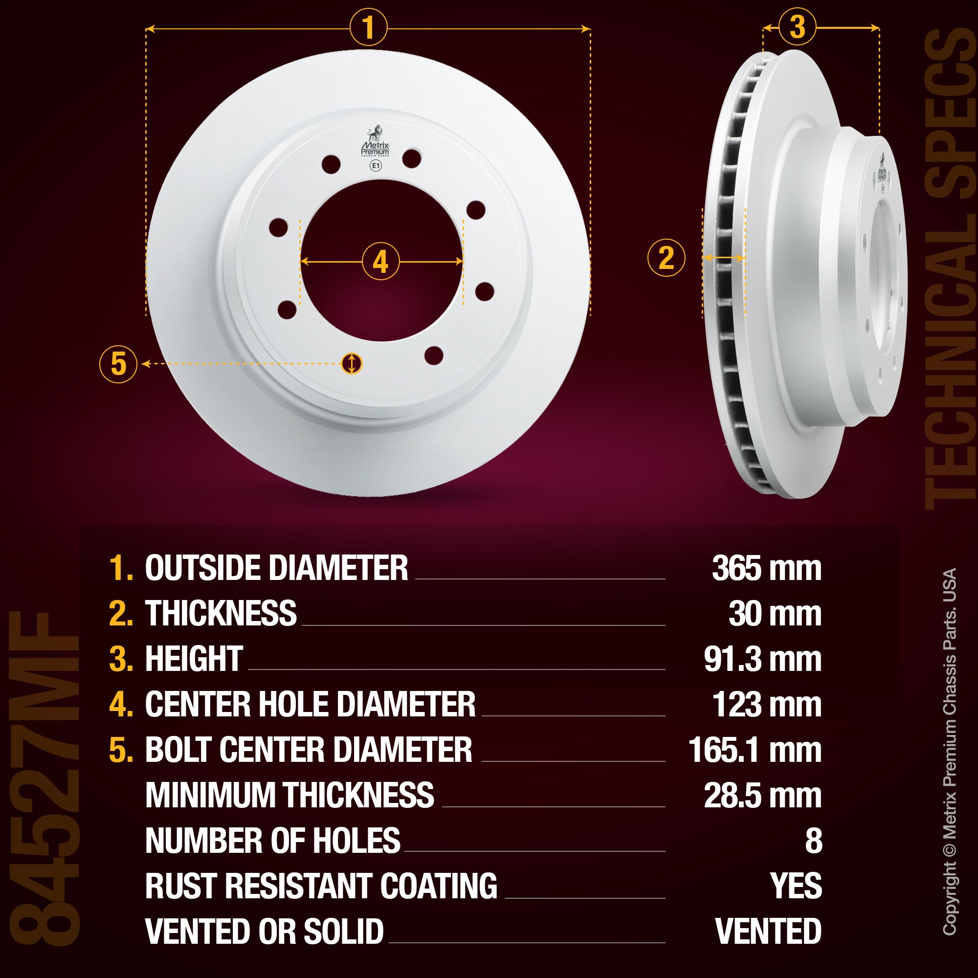 Metrix Premium Rear Disc Brake Rotor 84527MF aftermarket car parts