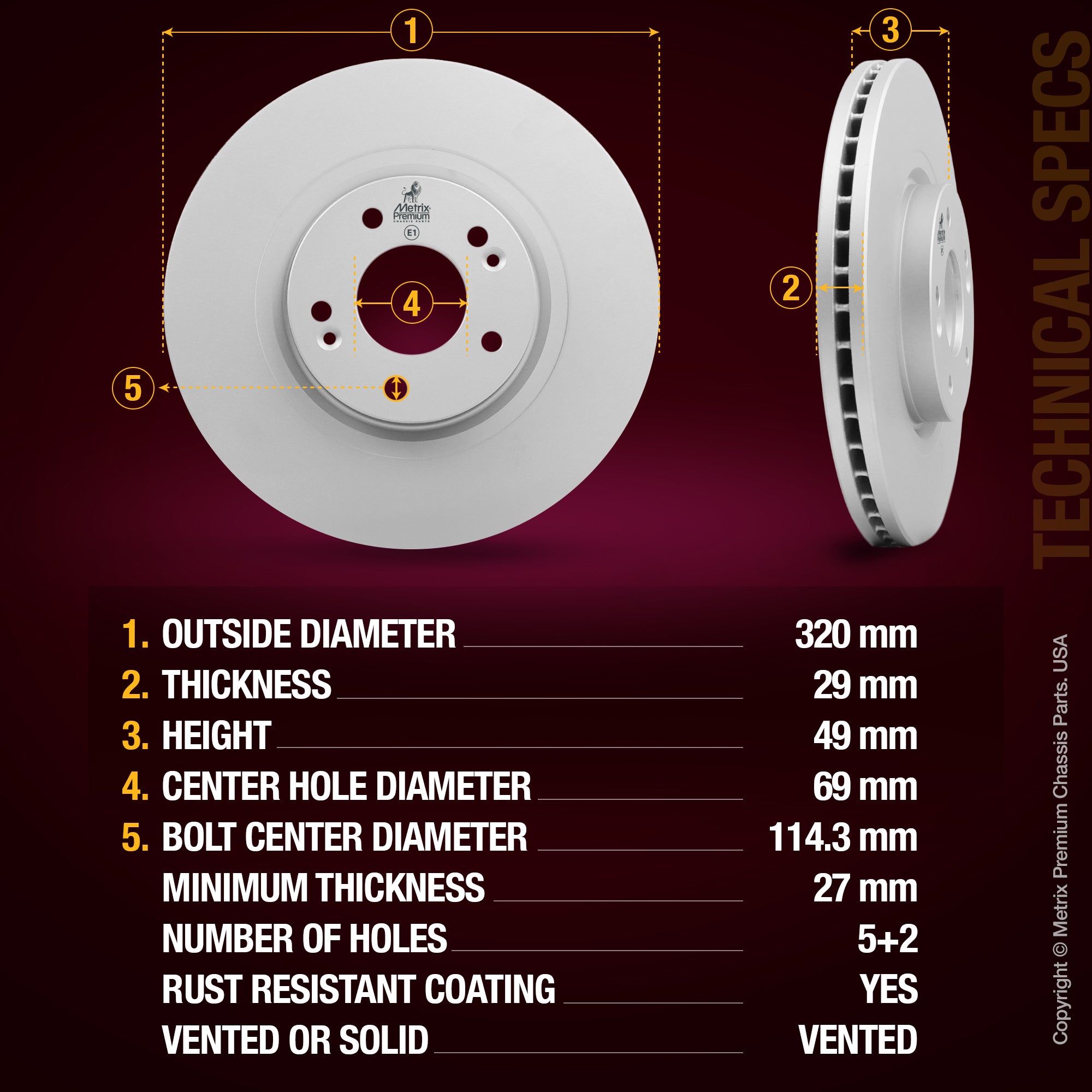 Metrix Premium Front Disc Brake Rotor 84528MF aftermarket car parts