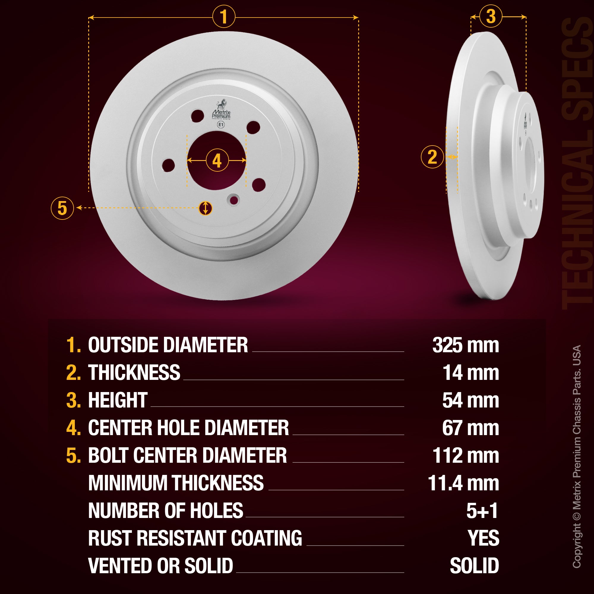 Metrix Premium Rear Disc Brake Rotor Kit 92355MT aftermarket car parts