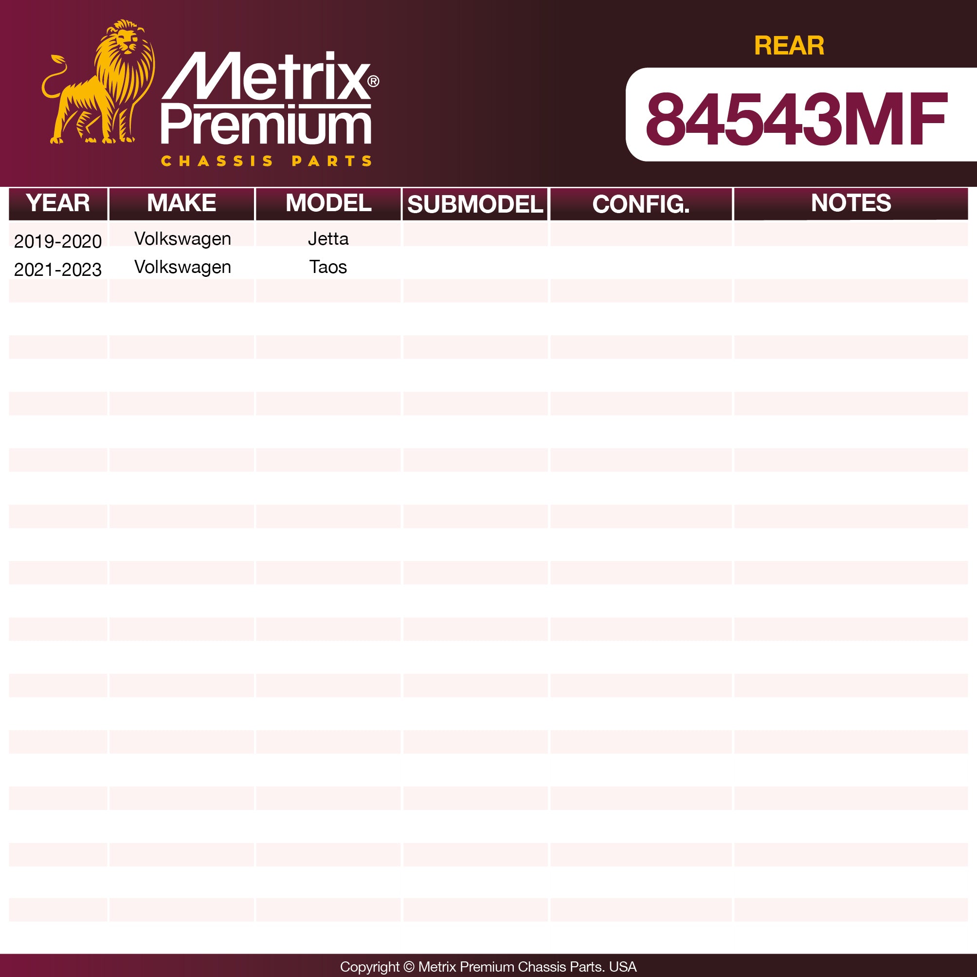Metrix Premium Rear Disc Brake Rotor 84543MF OEM fit spare parts