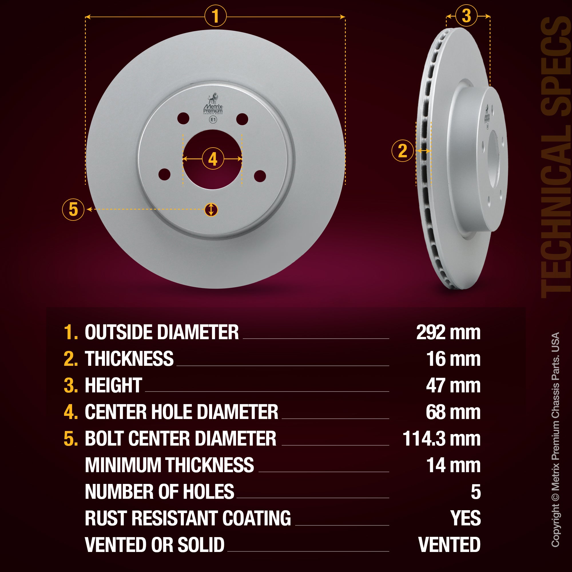 Metrix Premium Rear Disc Brake Rotor 84550MF aftermarket car parts