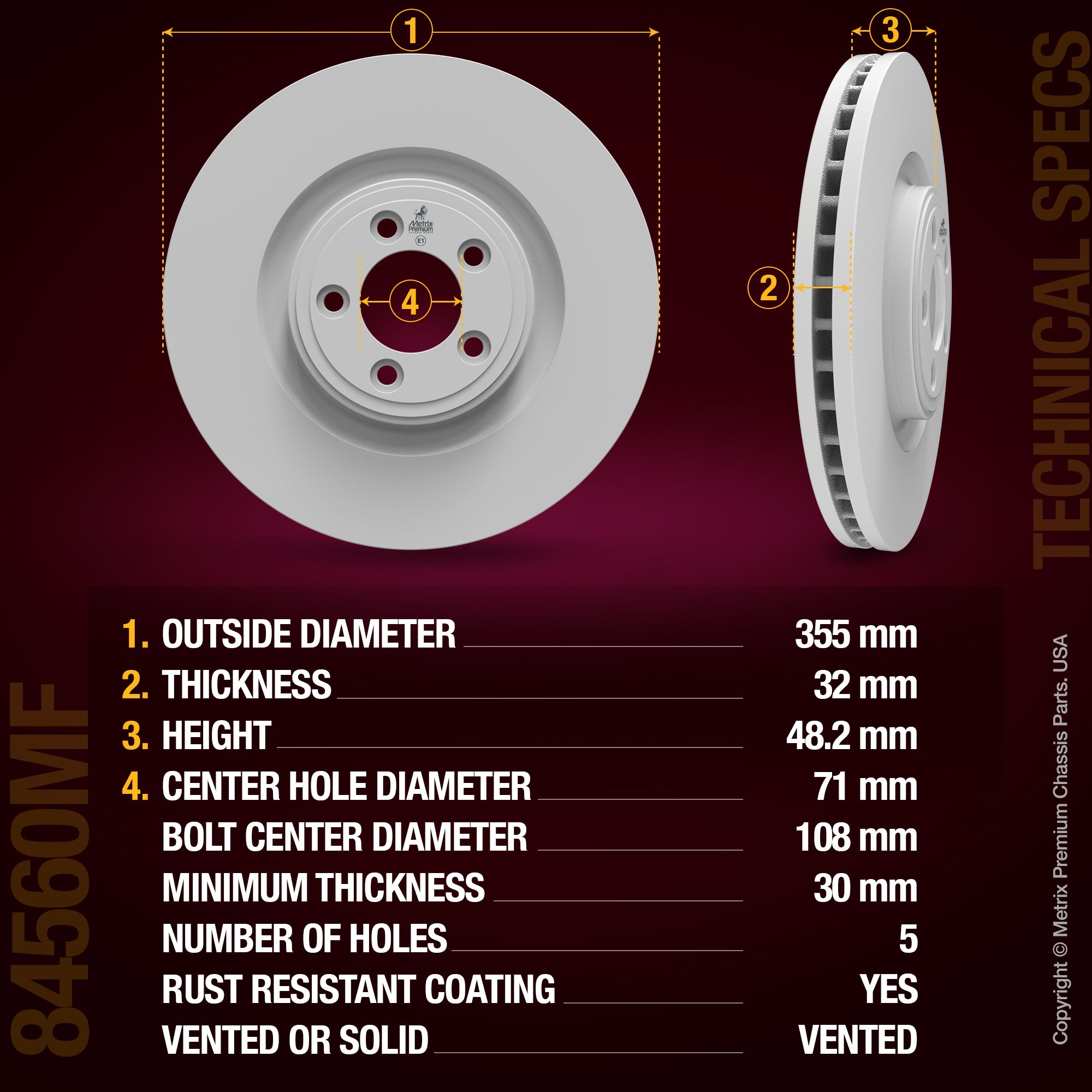 Metrix Premium Chassis Parts Front Disc Brake Rotor Kit 91977MT OEM fit auto parts