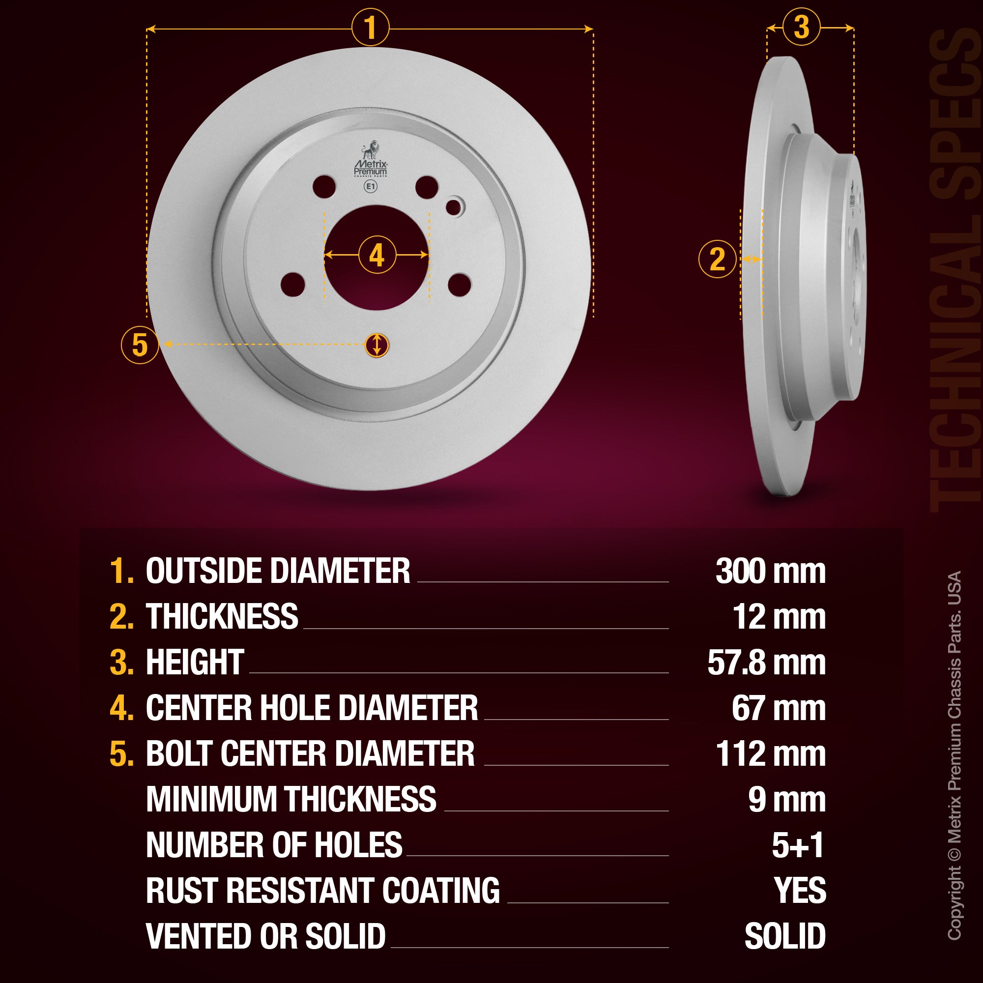 Metrix Premium Rear Disc Brake Rotor Kit 92352MT aftermarket car parts
