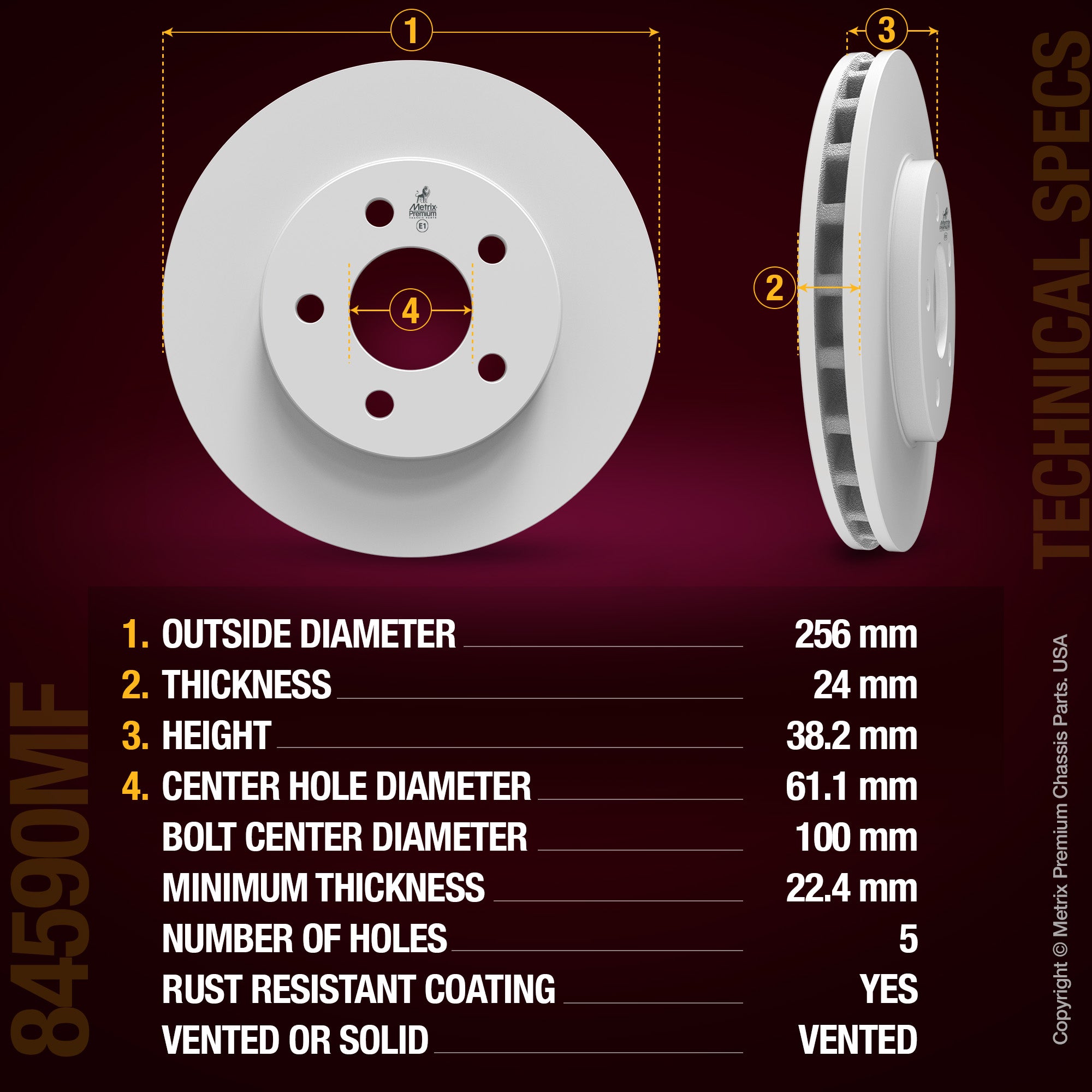 Metrix Premium Chassis Parts Front Disc Brake Rotor Kit 91968MT OEM fit auto parts