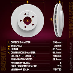 Metrix Premium Chassis Parts Front Disc Brake Rotor Kit 91968MT OEM fit auto parts